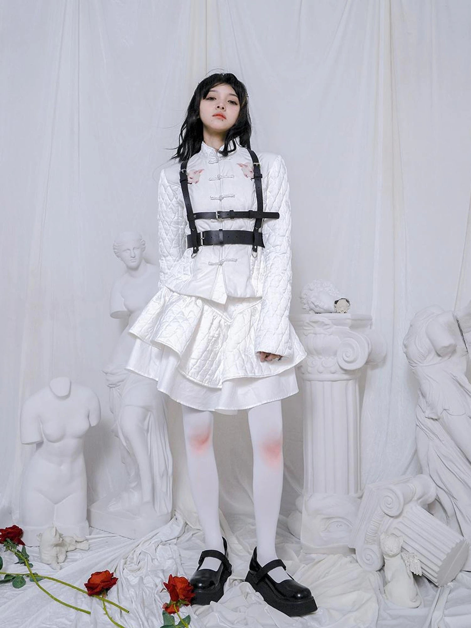 Sheep Print Floral Qipao Cotton Coat