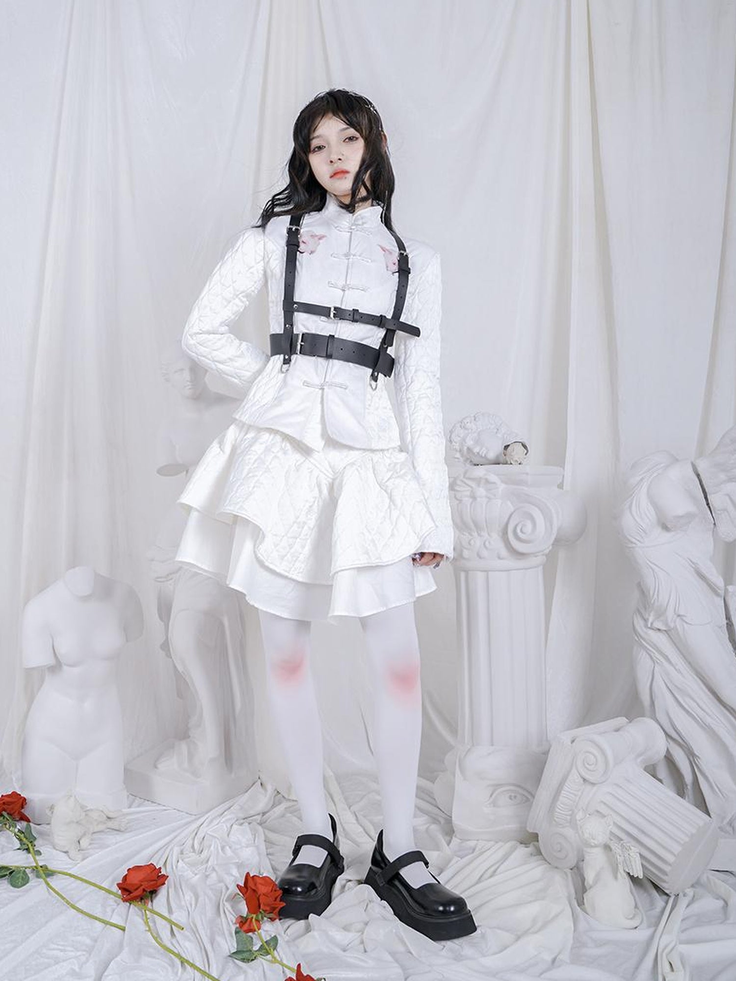 Daytoday Sheep Print Floral Qipao Cotton Coat