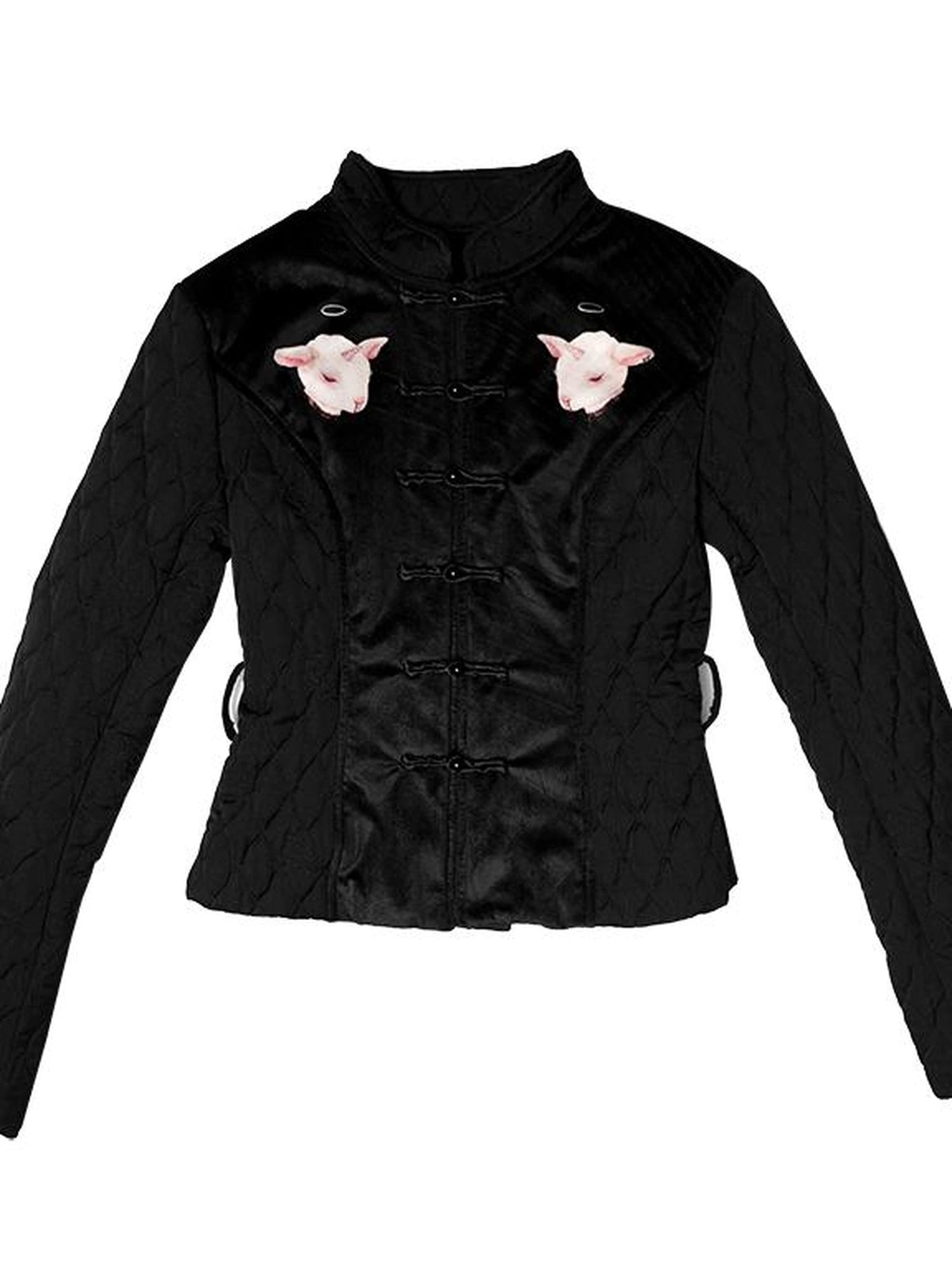 Sheep Print Floral Qipao Cotton Coat