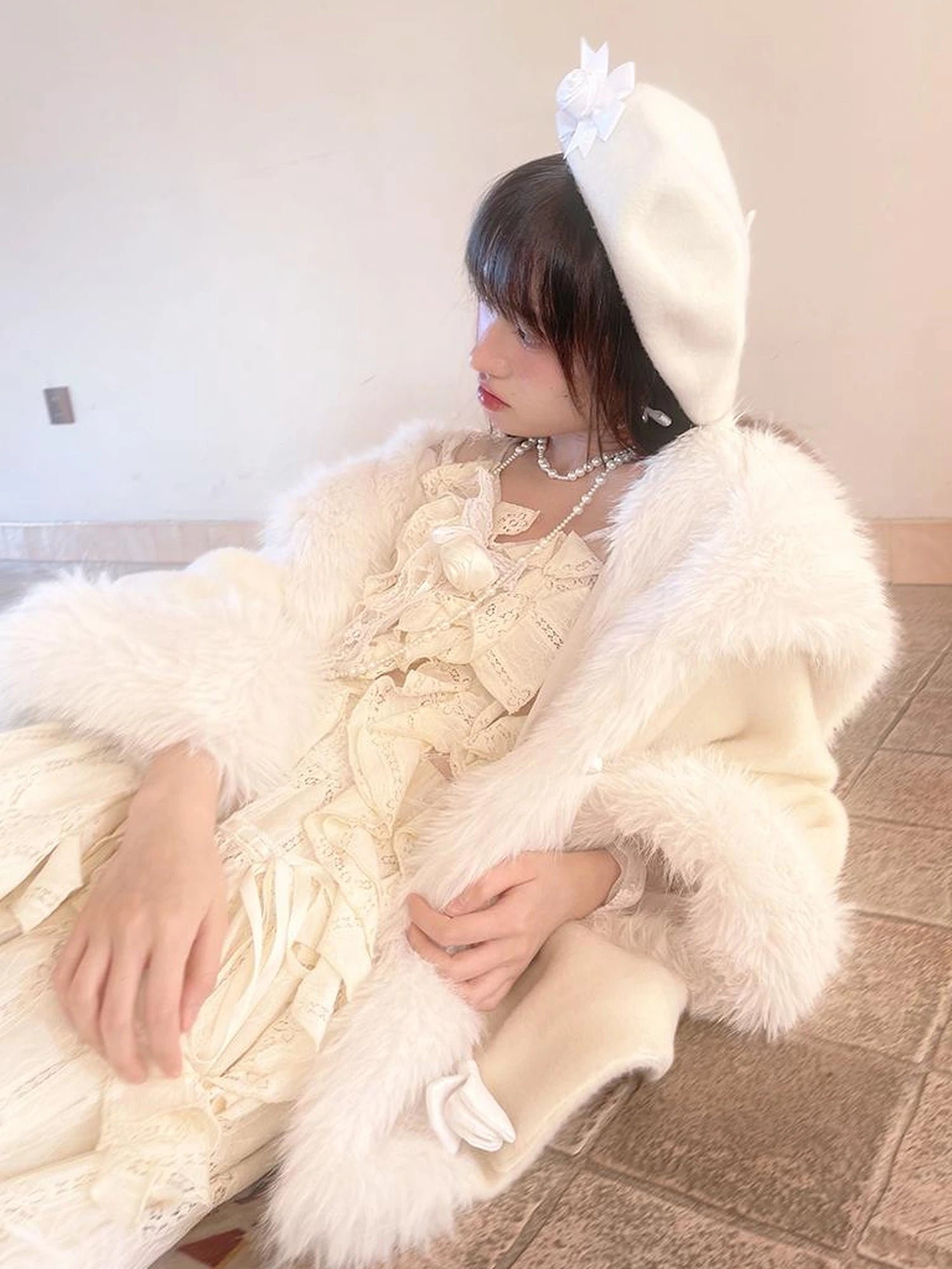 Sheer Lace Long Sleeve Blouse With Asymmetric Hem