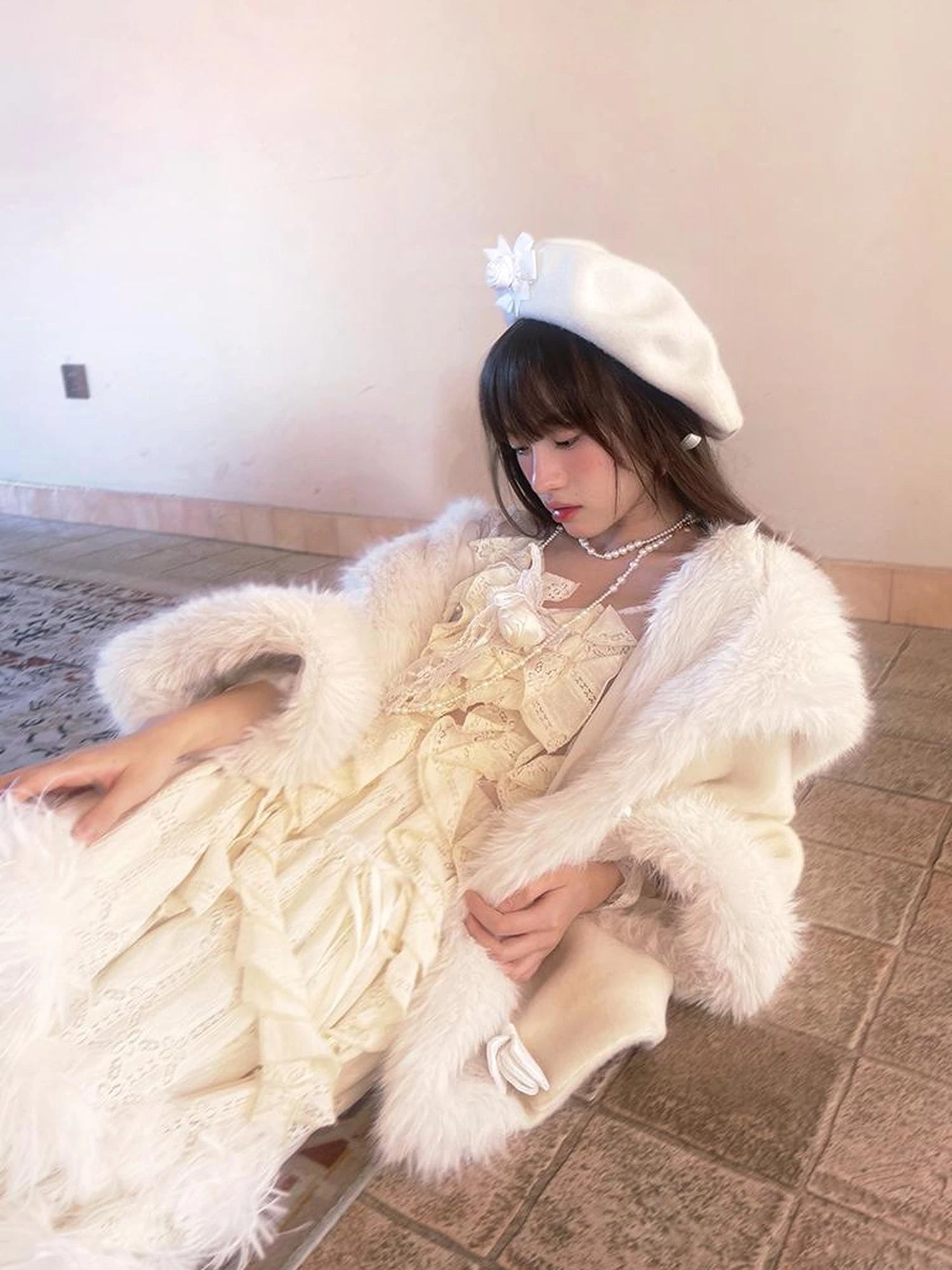 Sheer Lace Long Sleeve Blouse With Asymmetric Hem