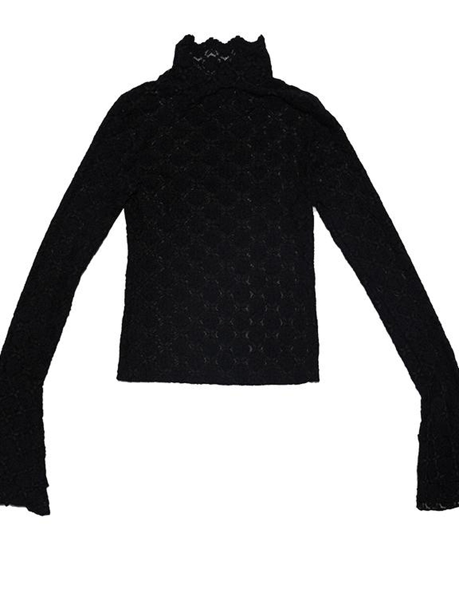 Daytoday Snow Country Lace Jacquard Fluffy Long Sleeve High Neck Top