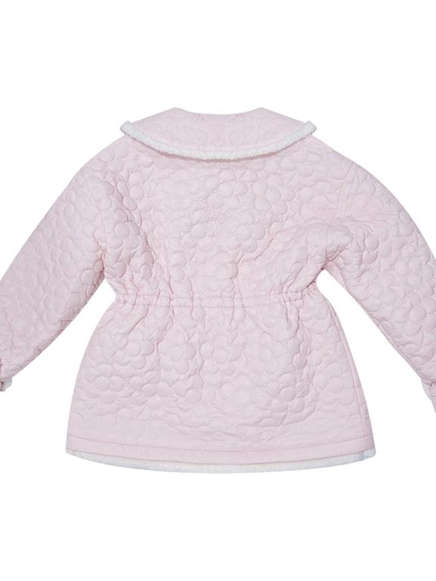 Snowy Floral Puff Coat V Neck T Shirt Long Sleeve