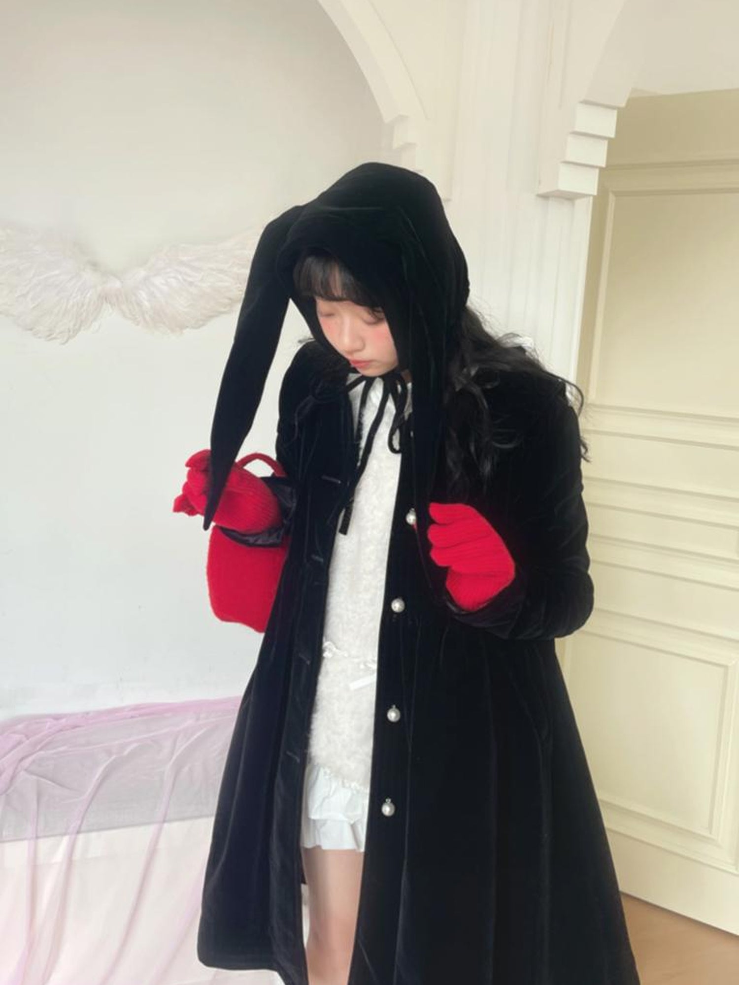 Daytoday Soft Plush Bow Trimmed Bunny Ear Winter Hat