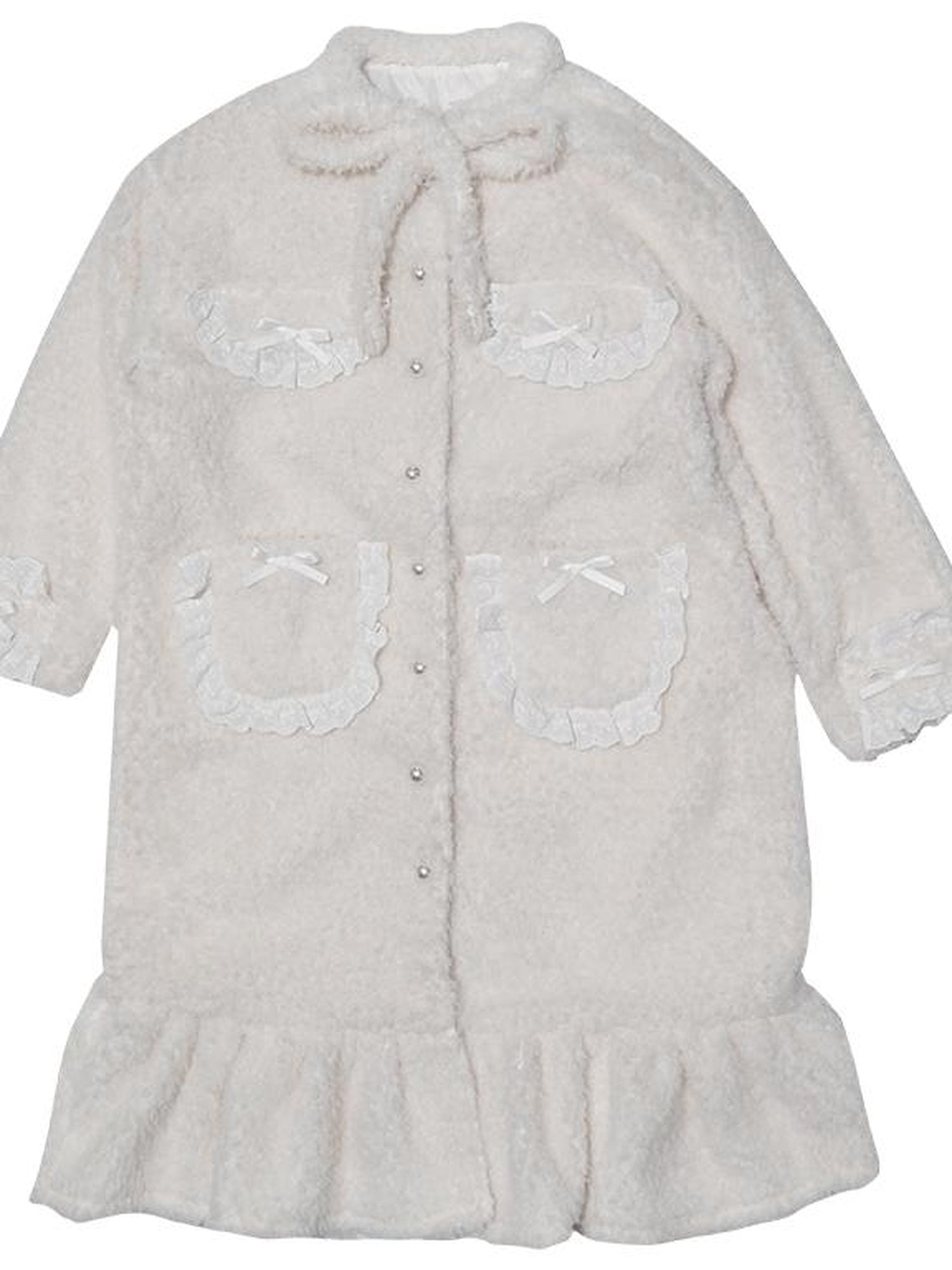 Daytoday Soft Plush Long Bow Tie Warm Coat