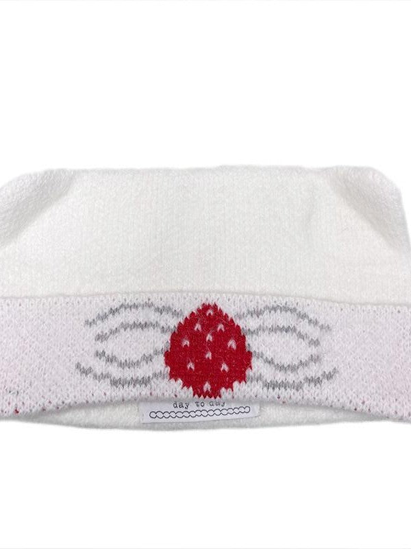 Daytoday Strawberry Cake Jacquard Foldable Cat Ear Knitted Women&