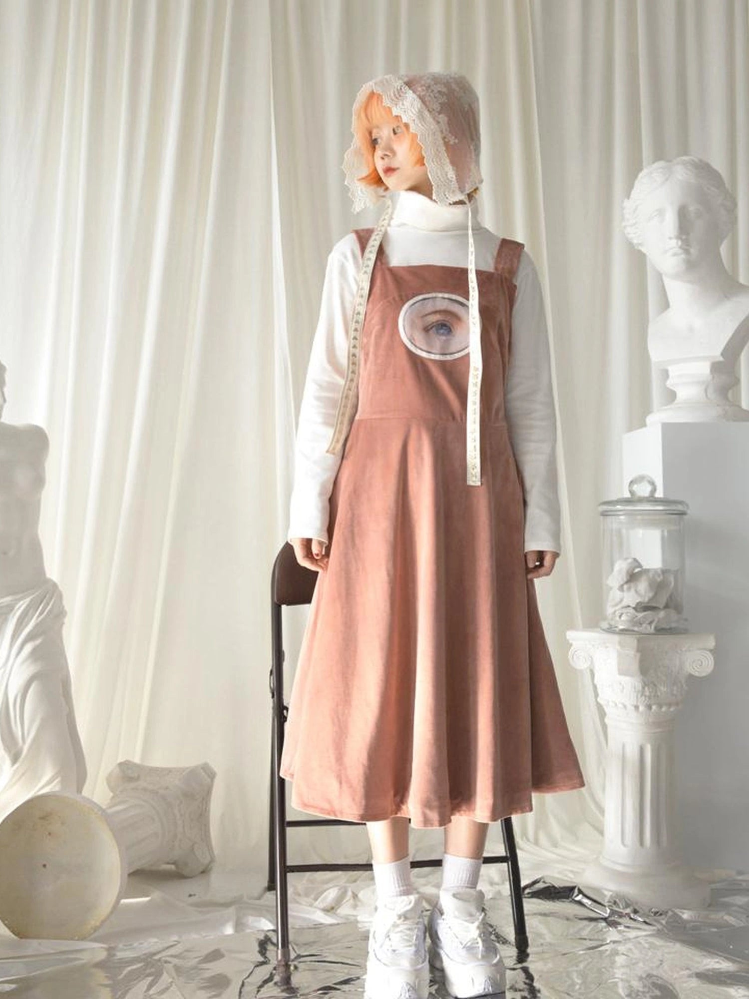 Velvet Angel Oil Painting Mini Dress V-Neck T-Shirt Long-Sleeve