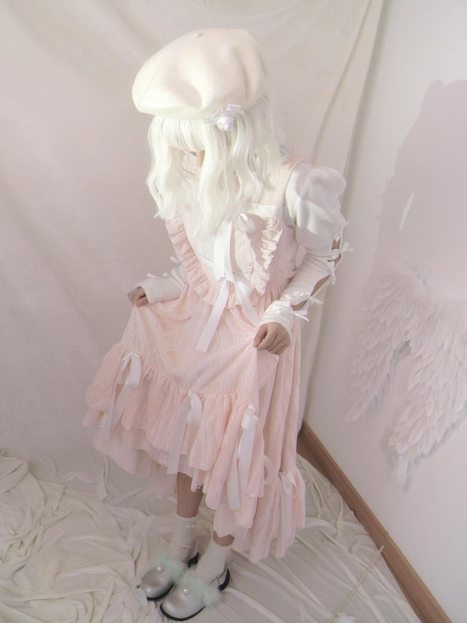 Daytoday Velvet Bow Plaid Christmas Vest Long Dress