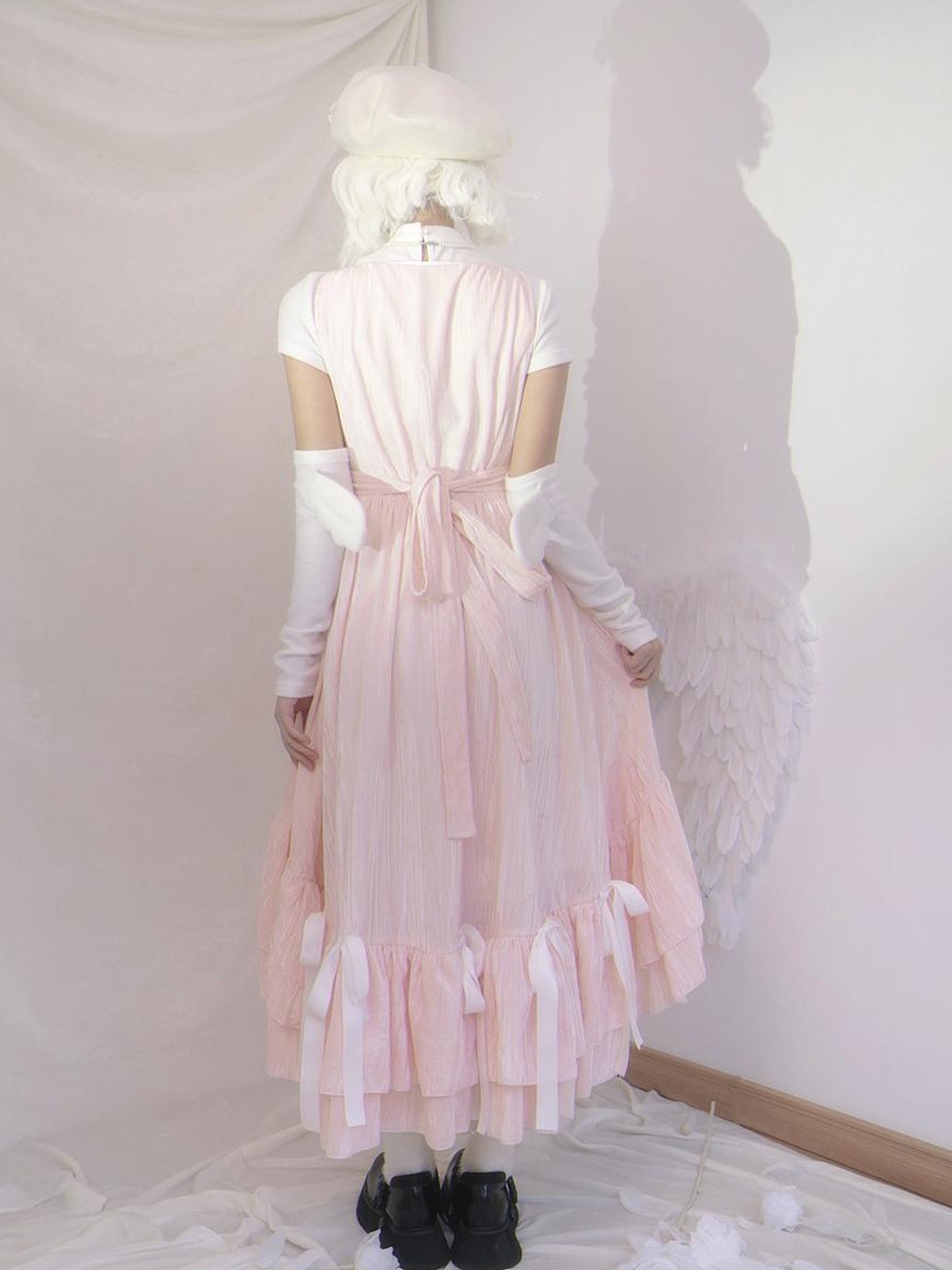 Daytoday Velvet Bow Plaid Christmas Vest Long Dress