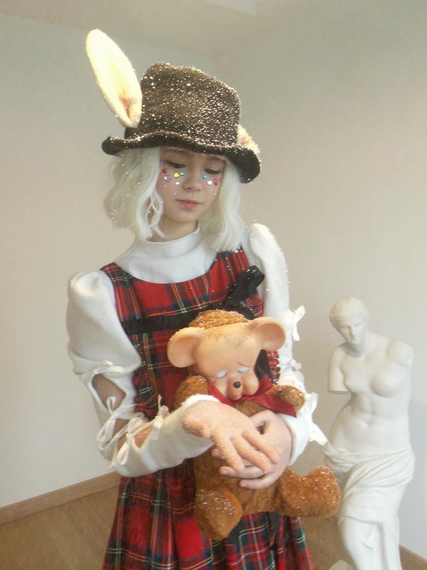Daytoday Velvet Bow Plaid Christmas Vest Long Dress