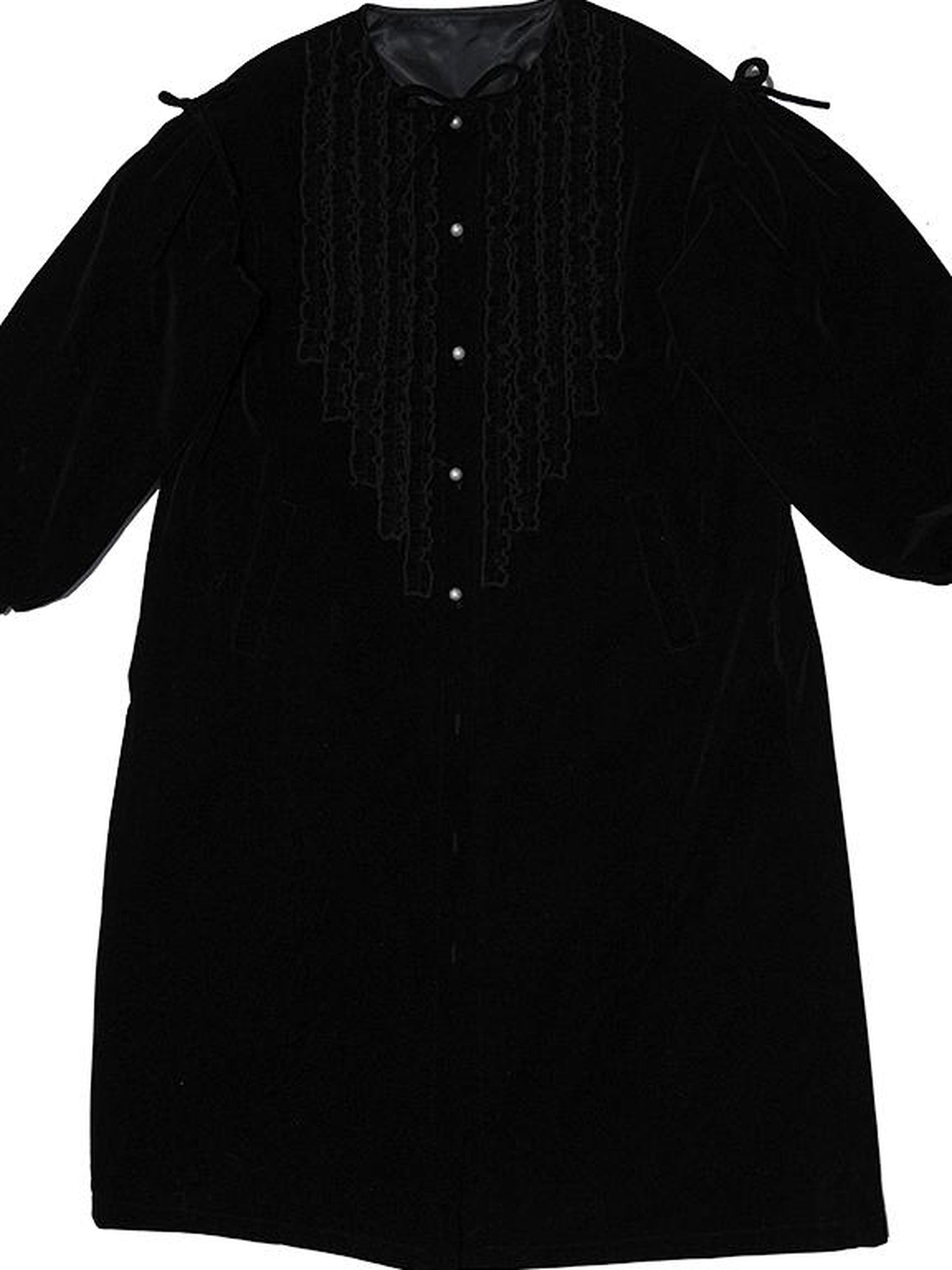 Daytoday Velvet Ruffled Vintage Long Trench Coat