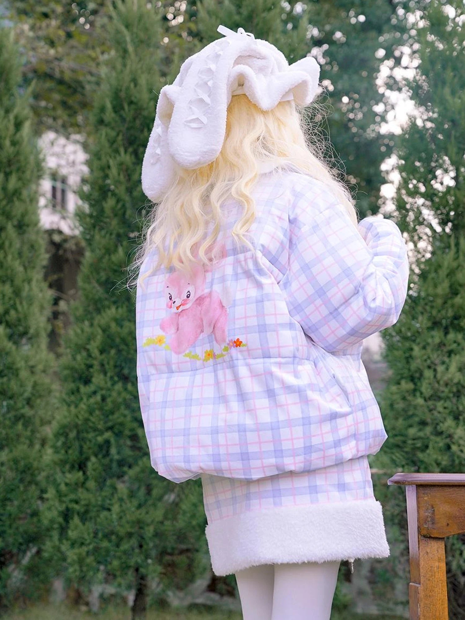 Vintage Bow Dot Print Teddy Jacket