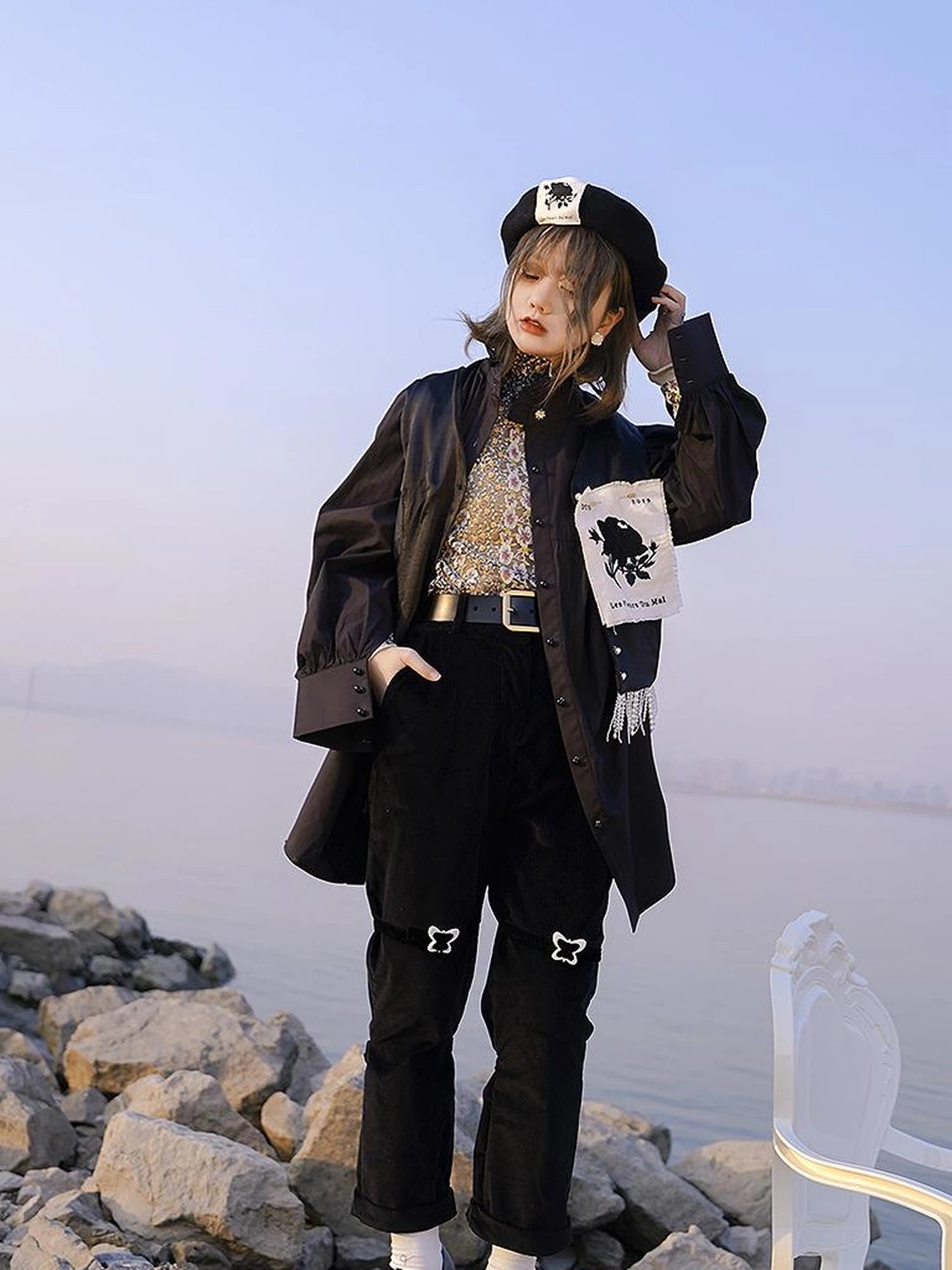 Vintage Eye Flower Embroidery Brooch