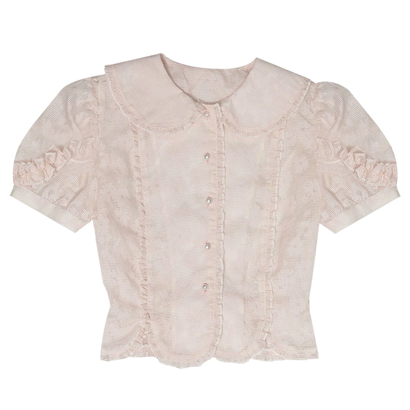 Daytoday_Vintage_Floral_Petal_Waist_Bubble_Sleeve_Shirt_MISSTT