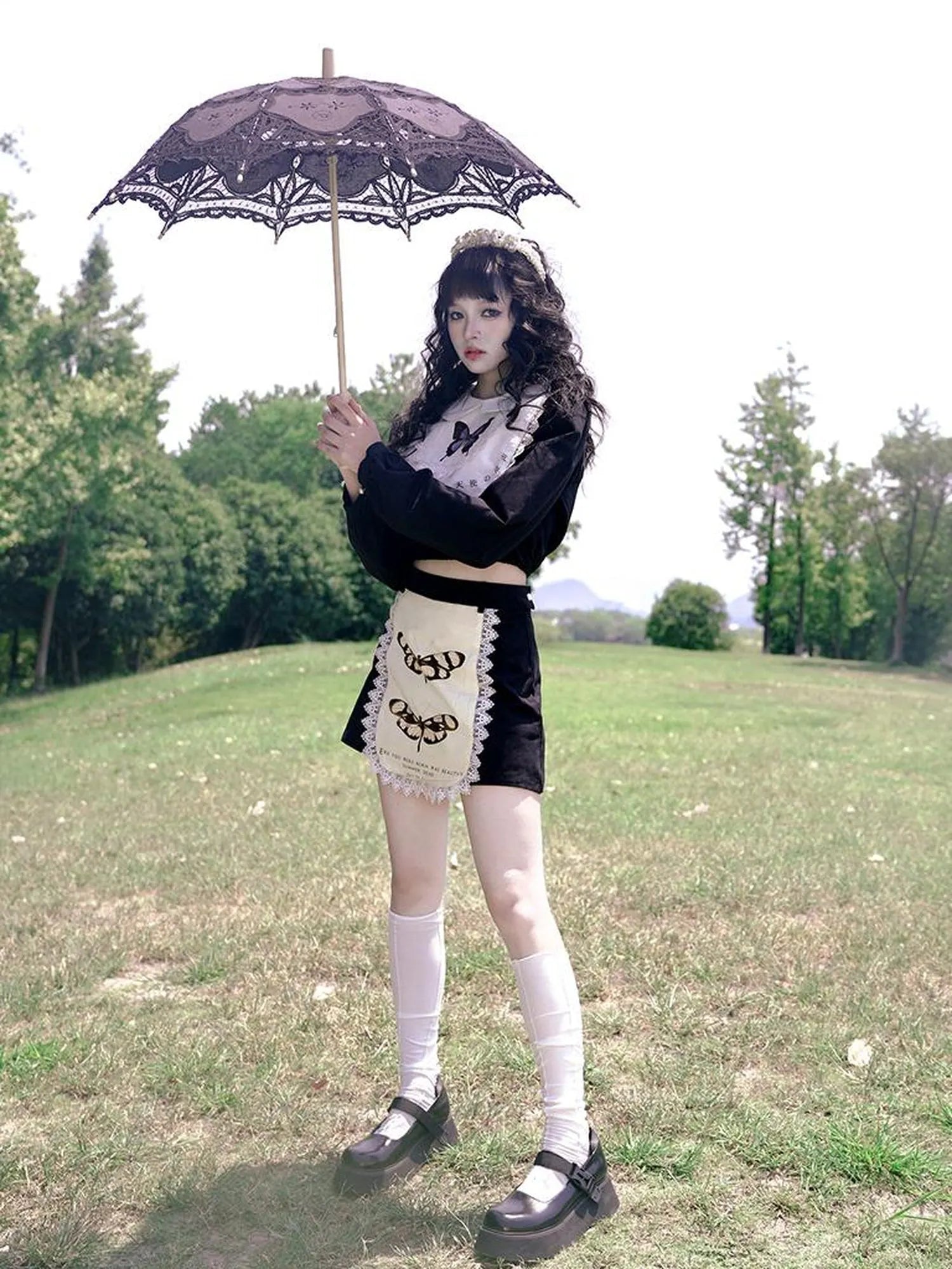 Vintage Lace Print Rabbit Short Skirt