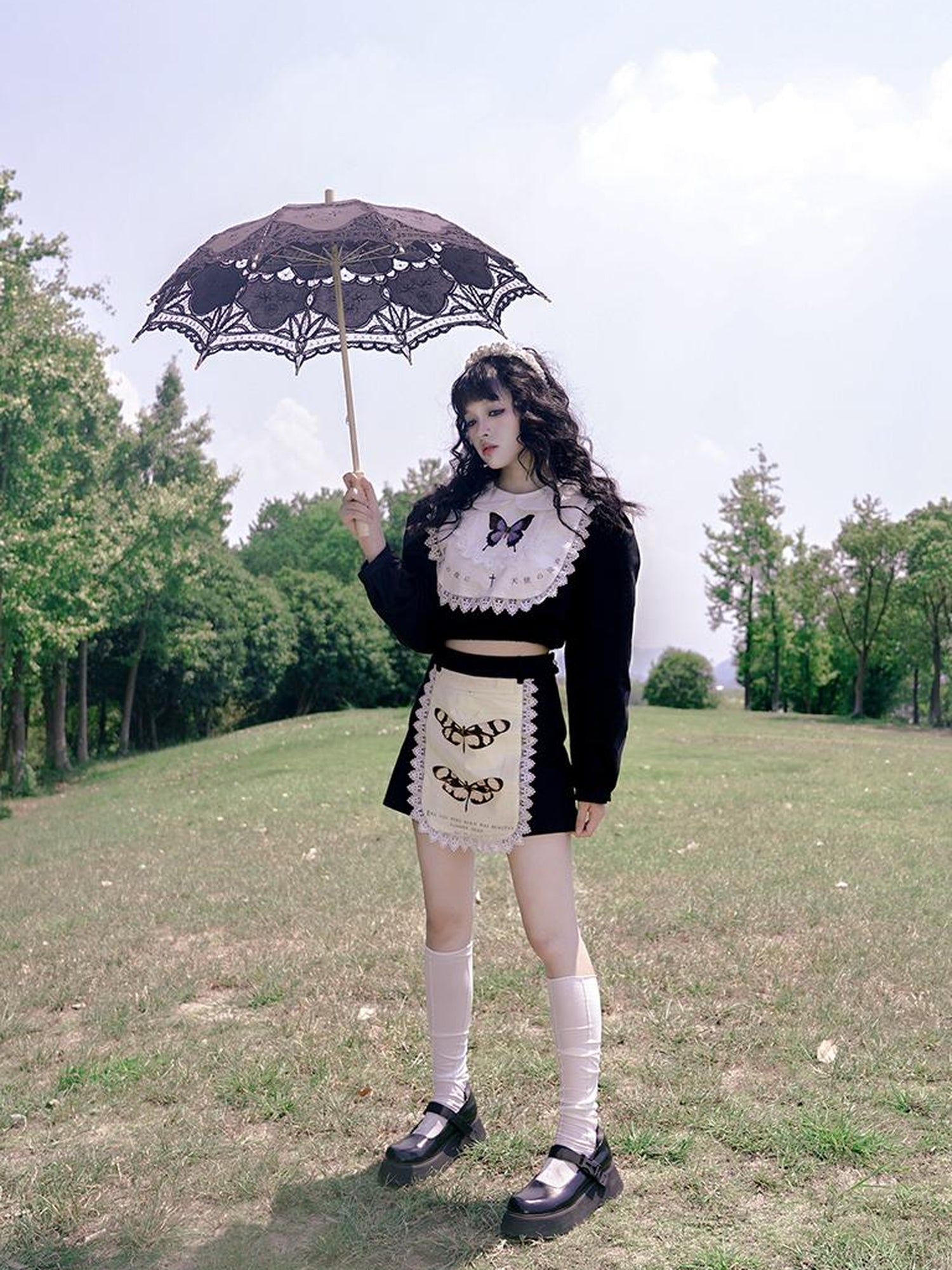 Daytoday Vintage Lace Print Rabbit Short Skirt
