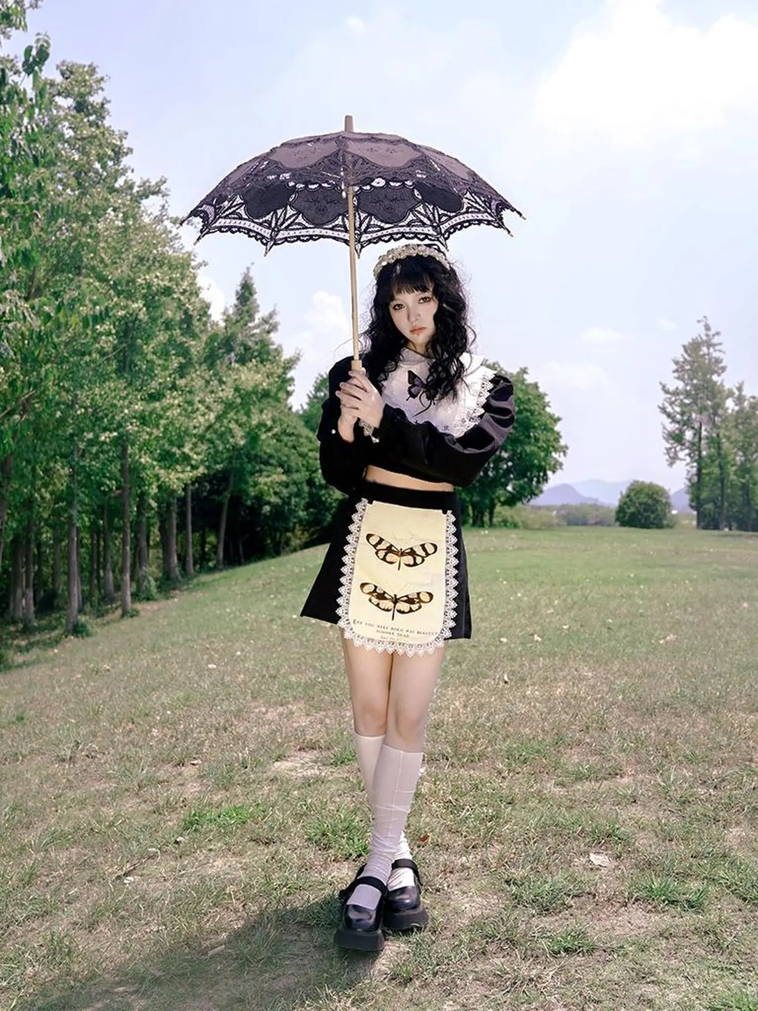 Vintage Lace Print Rabbit Short Skirt