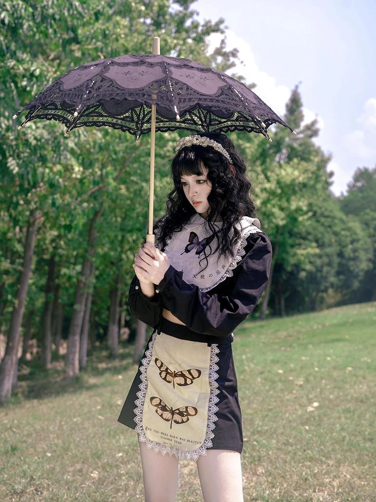 Vintage Lace Print Rabbit Short Skirt