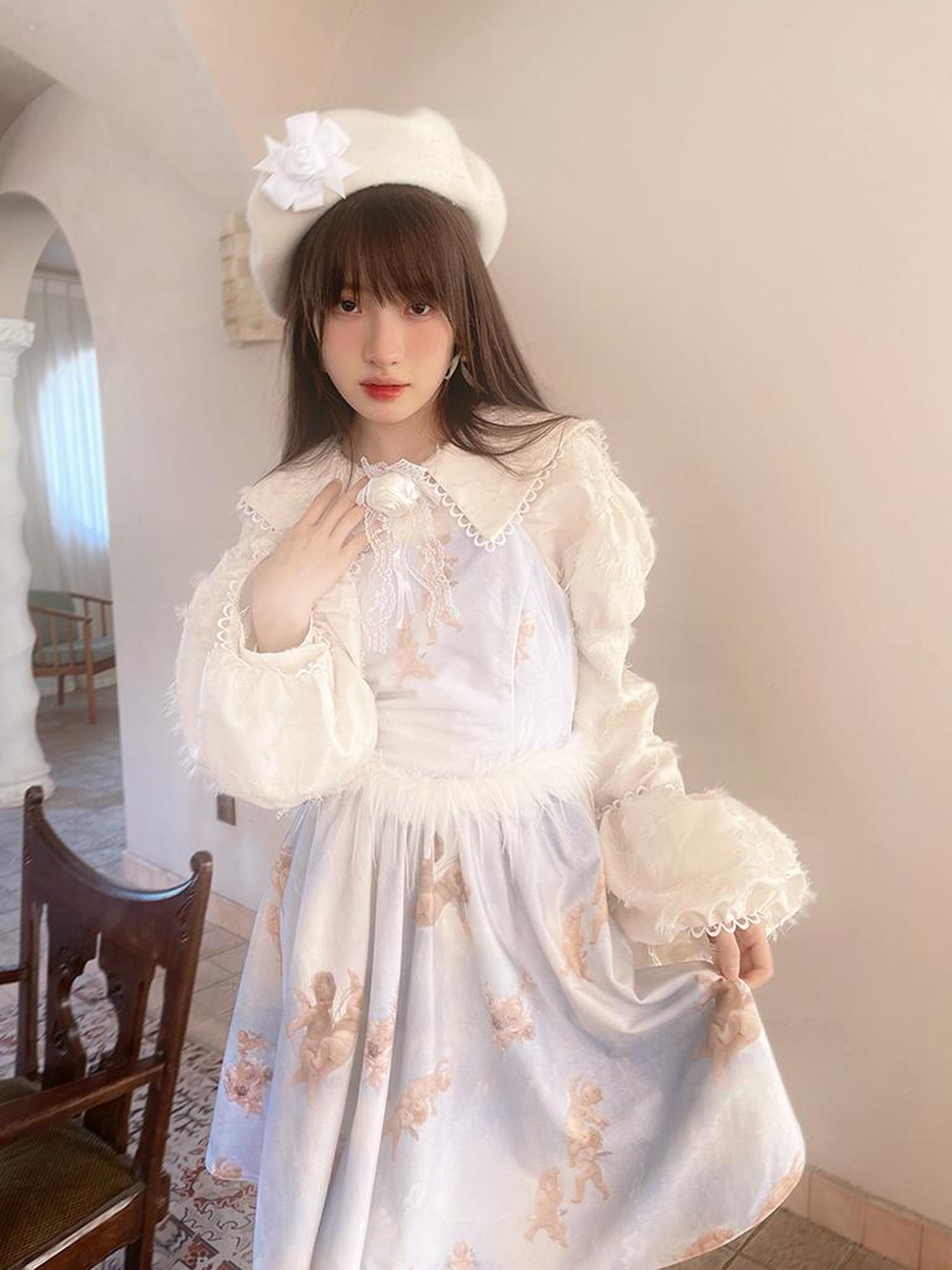 Daytoday Vintage Lace Puff Sleeve Blouse Oversized Fit