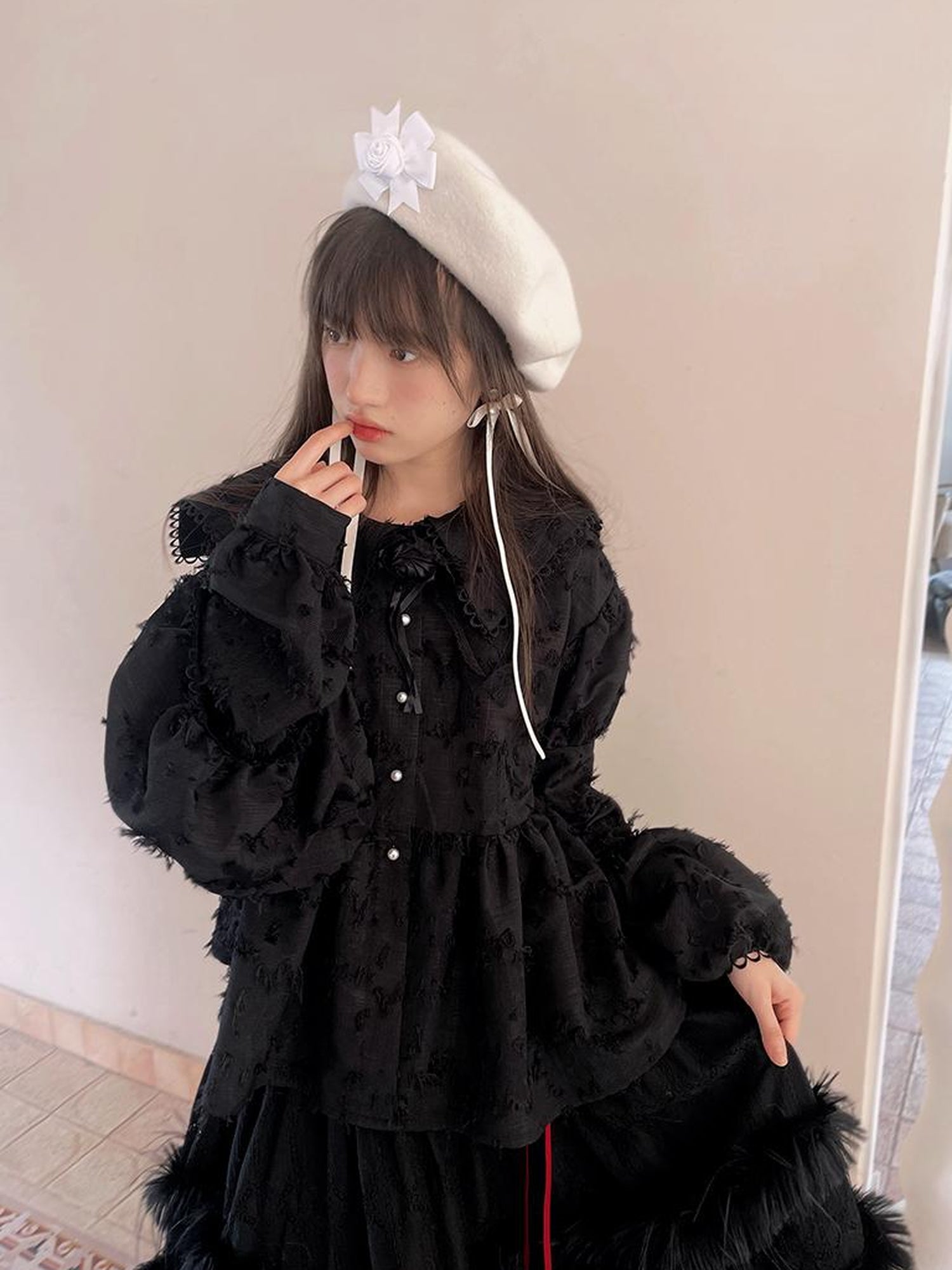 Daytoday Vintage Lace Puff Sleeve Blouse Oversized Fit