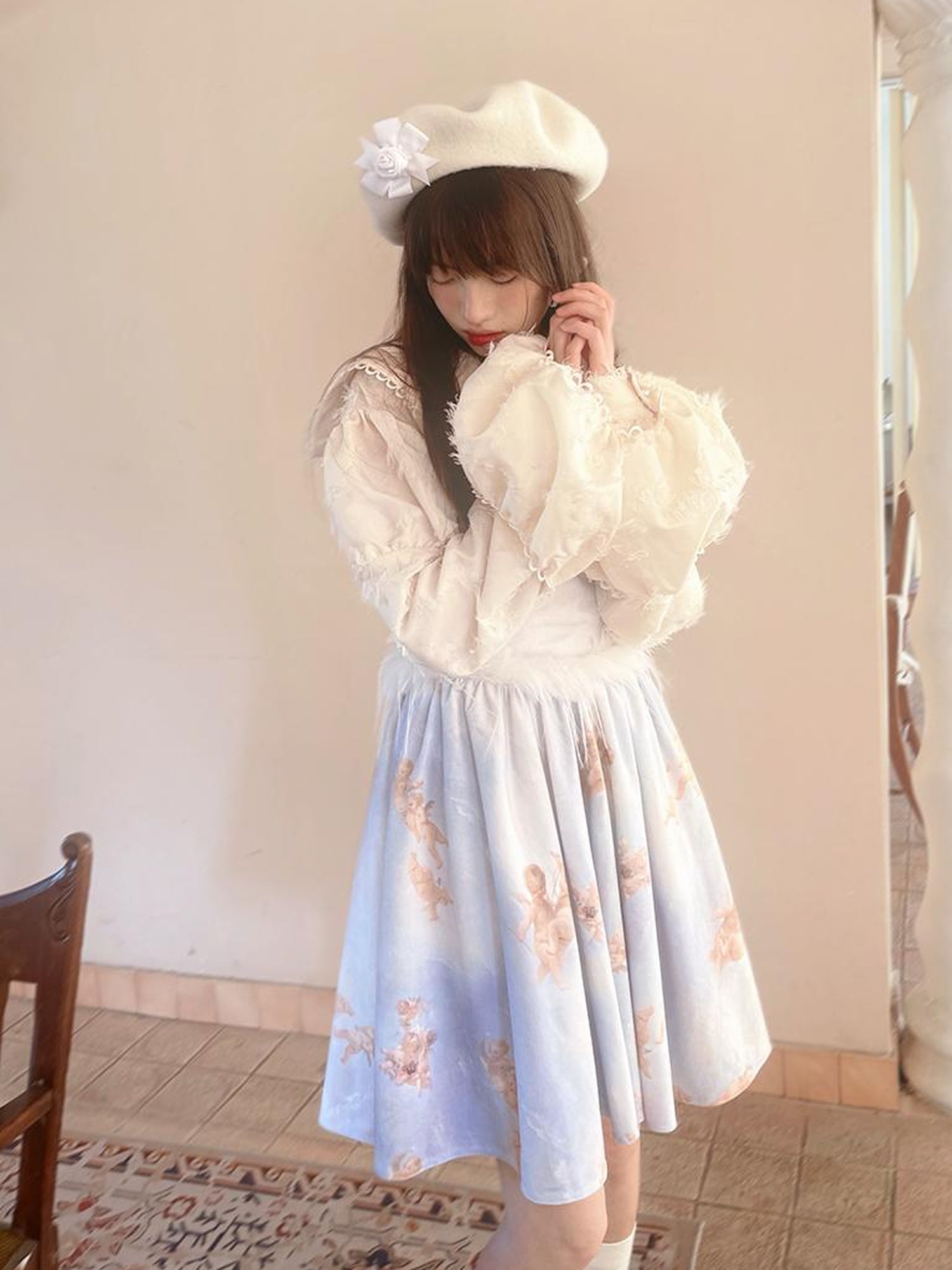 Daytoday Vintage Lace Puff Sleeve Blouse Oversized Fit