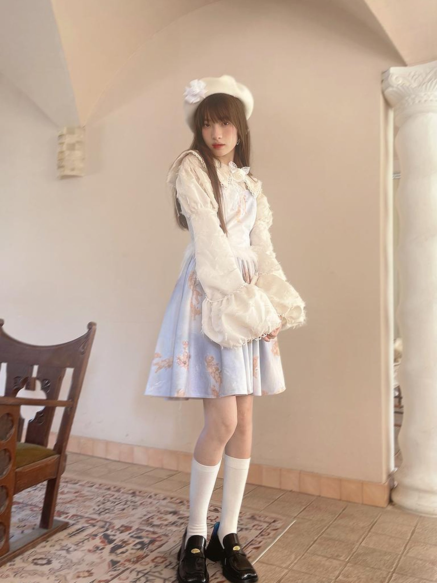 Daytoday Vintage Lace Puff Sleeve Blouse Oversized Fit