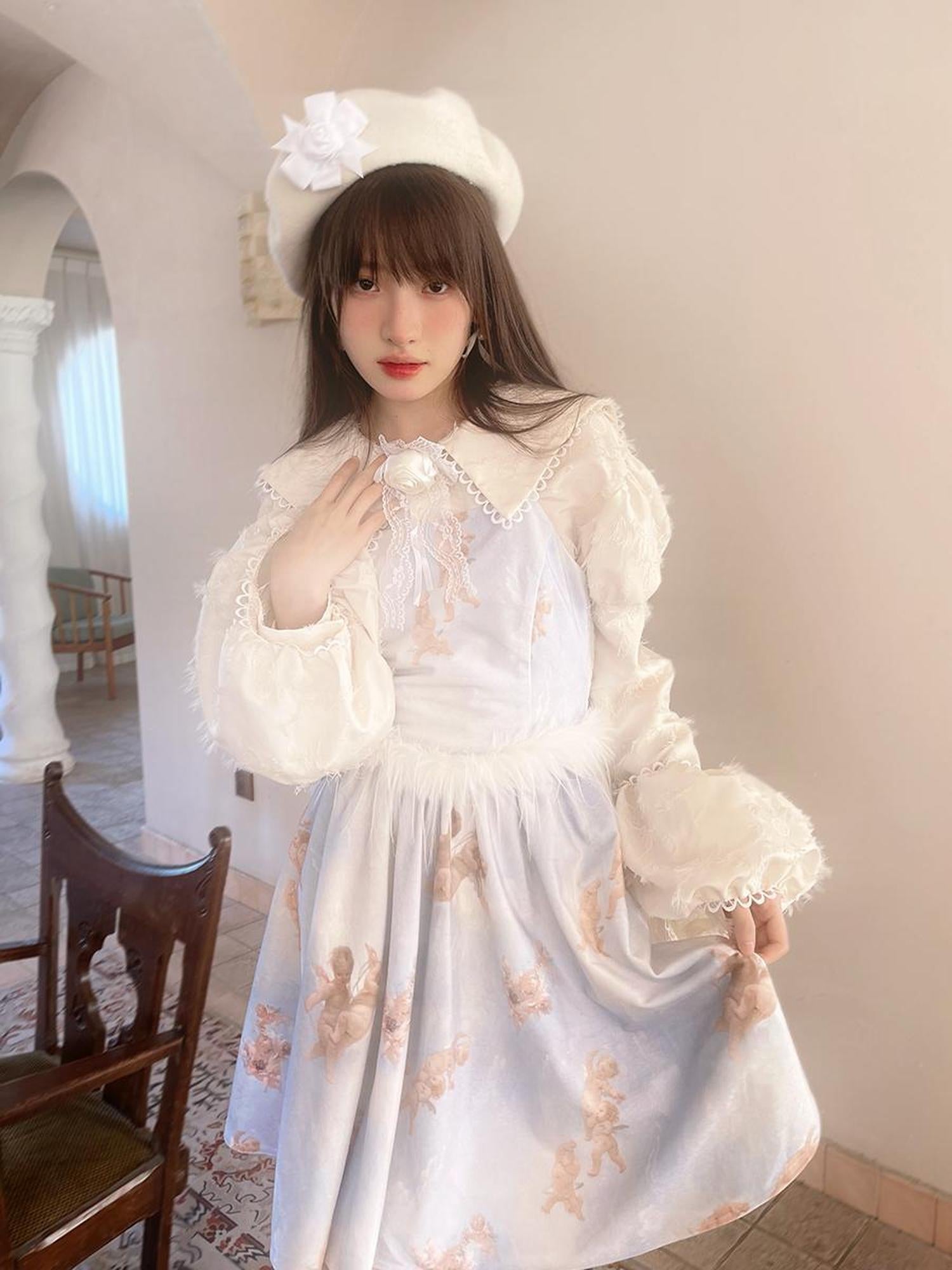 Daytoday Vintage Lace Puff Sleeve Blouse Oversized Fit