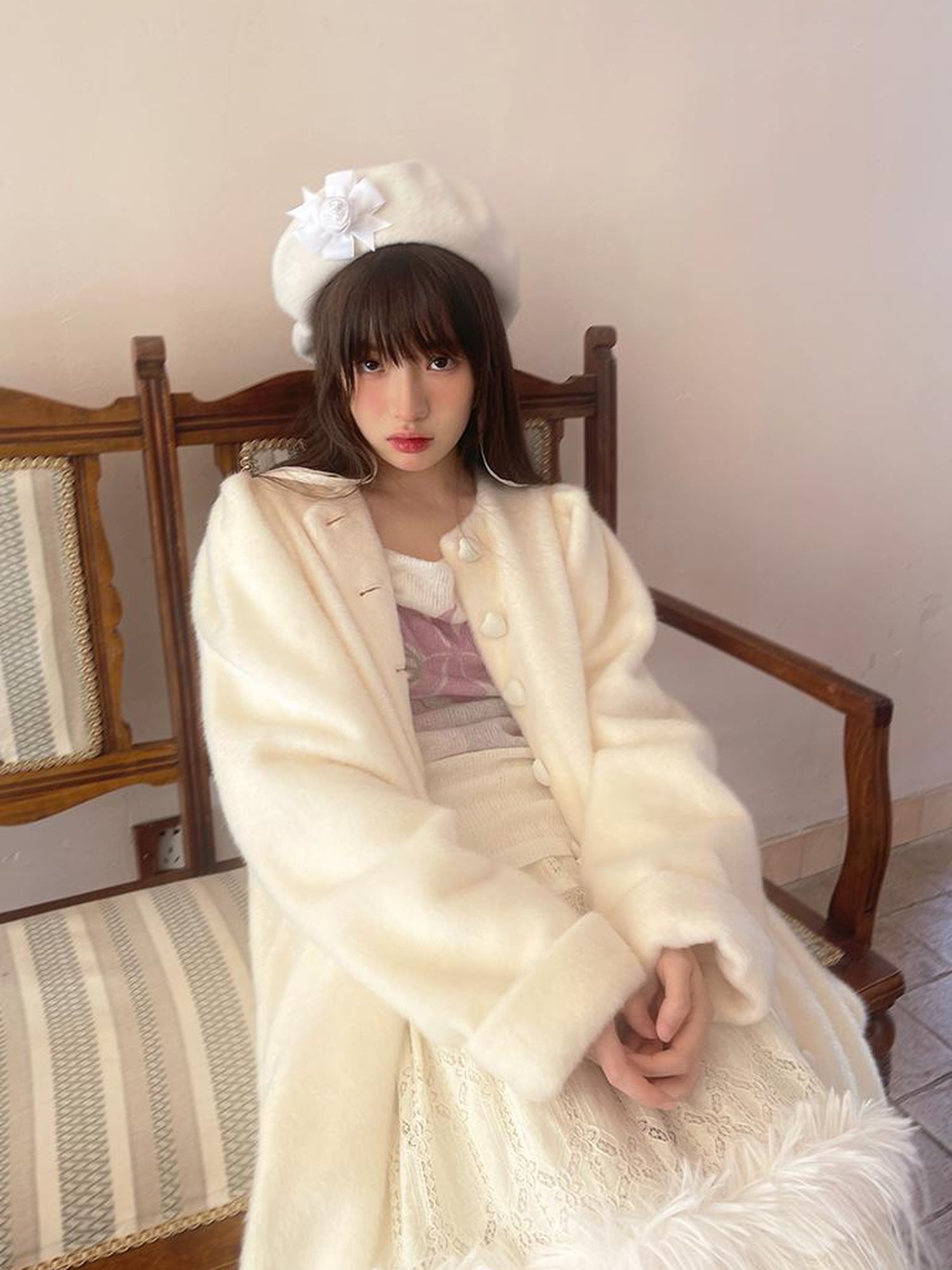 Daytoday Vintage Puff Sleeve Long Coat With Quilted Warmth