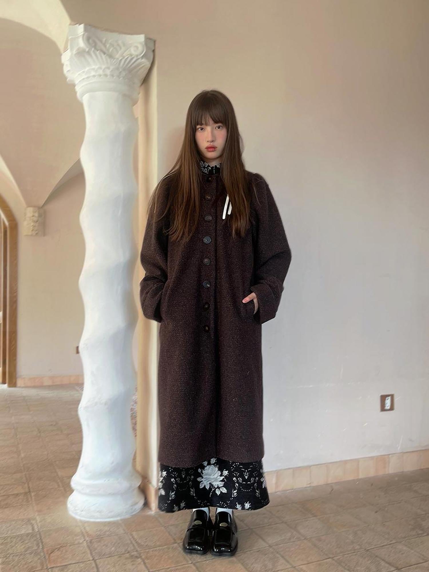 Daytoday Vintage Puff Sleeve Long Coat With Quilted Warmth