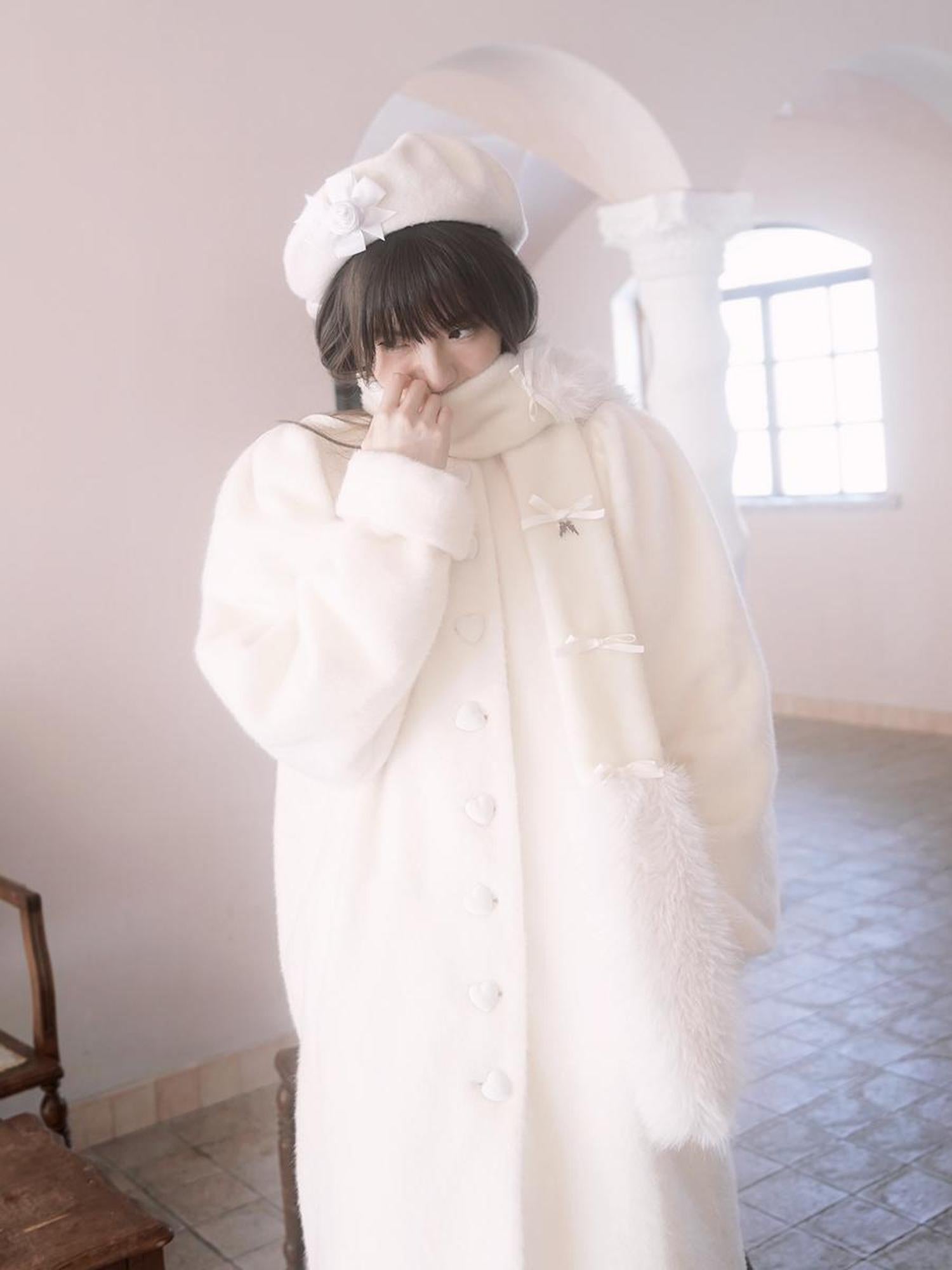 Daytoday Vintage Puff Sleeve Long Coat With Quilted Warmth