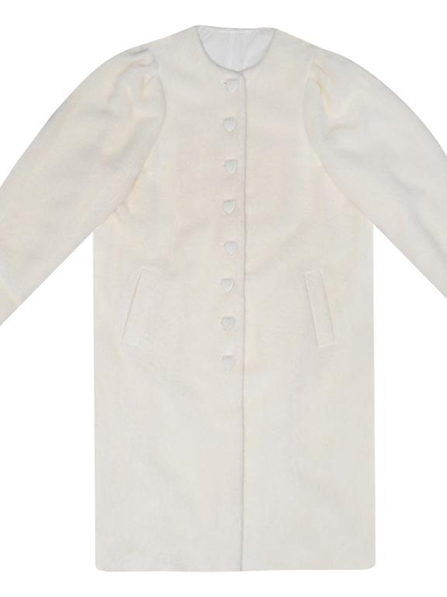 Daytoday Vintage Puff Sleeve Long Coat With Quilted Warmth