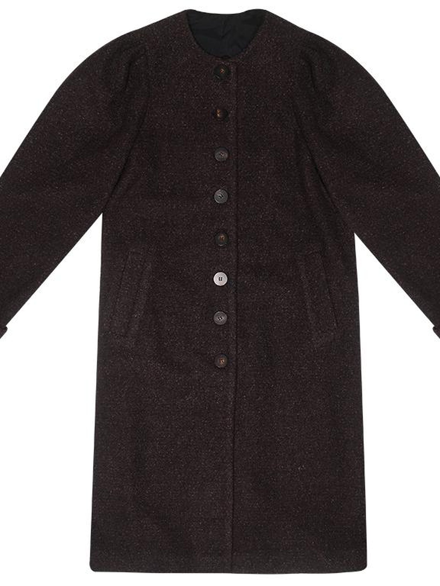 Daytoday Vintage Puff Sleeve Long Coat With Quilted Warmth