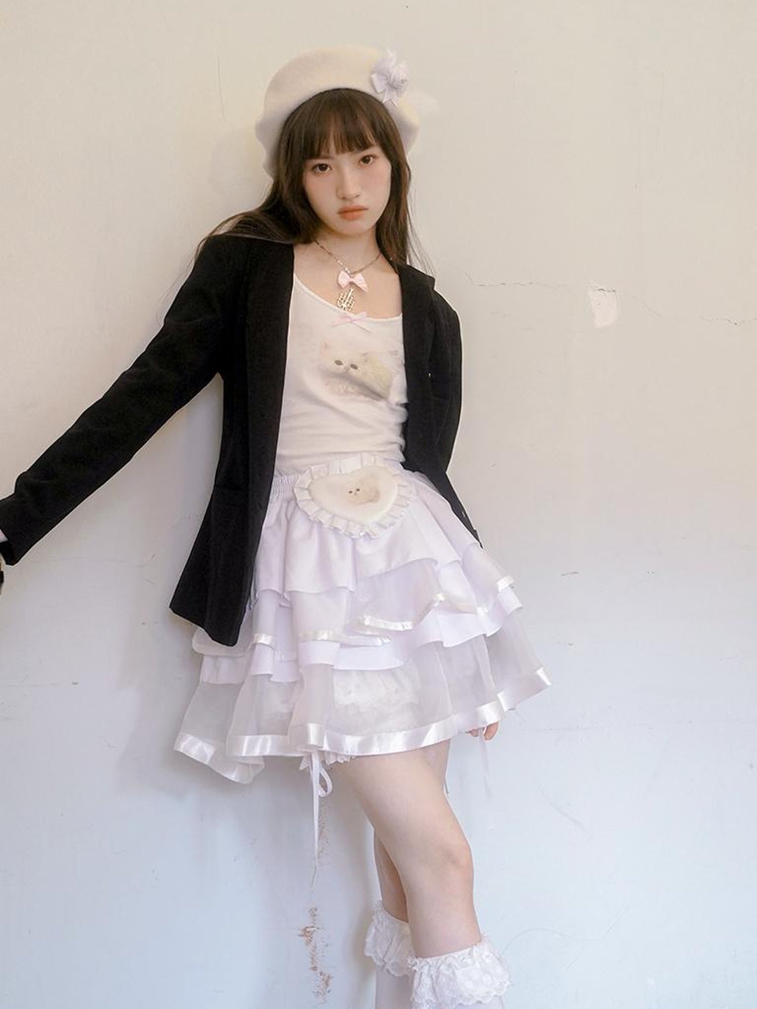 Daytoday Vintage Rose Jacquard Sailor Collar Blazer