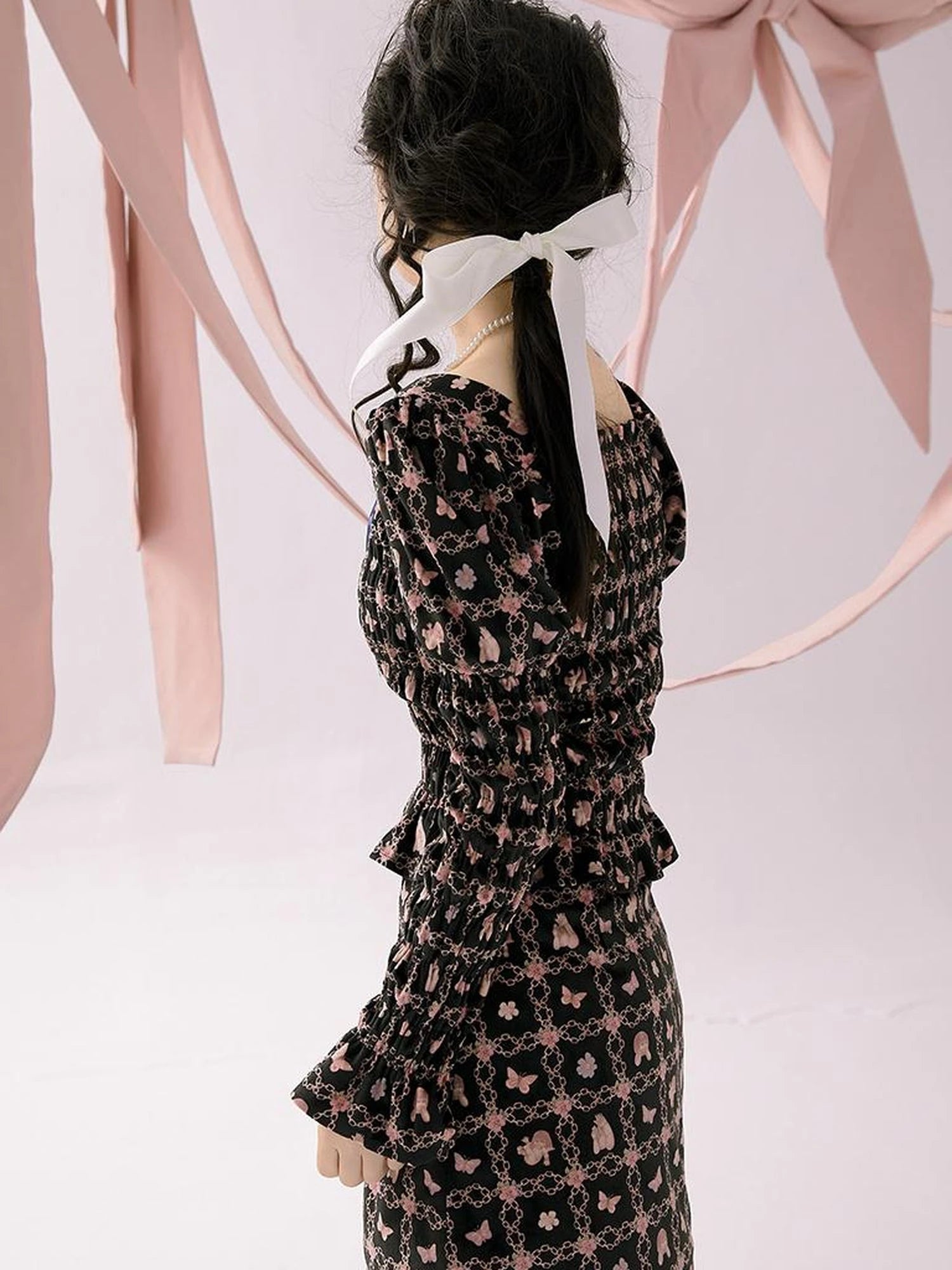 Vintage Velvet Top With Pink Plaid Print