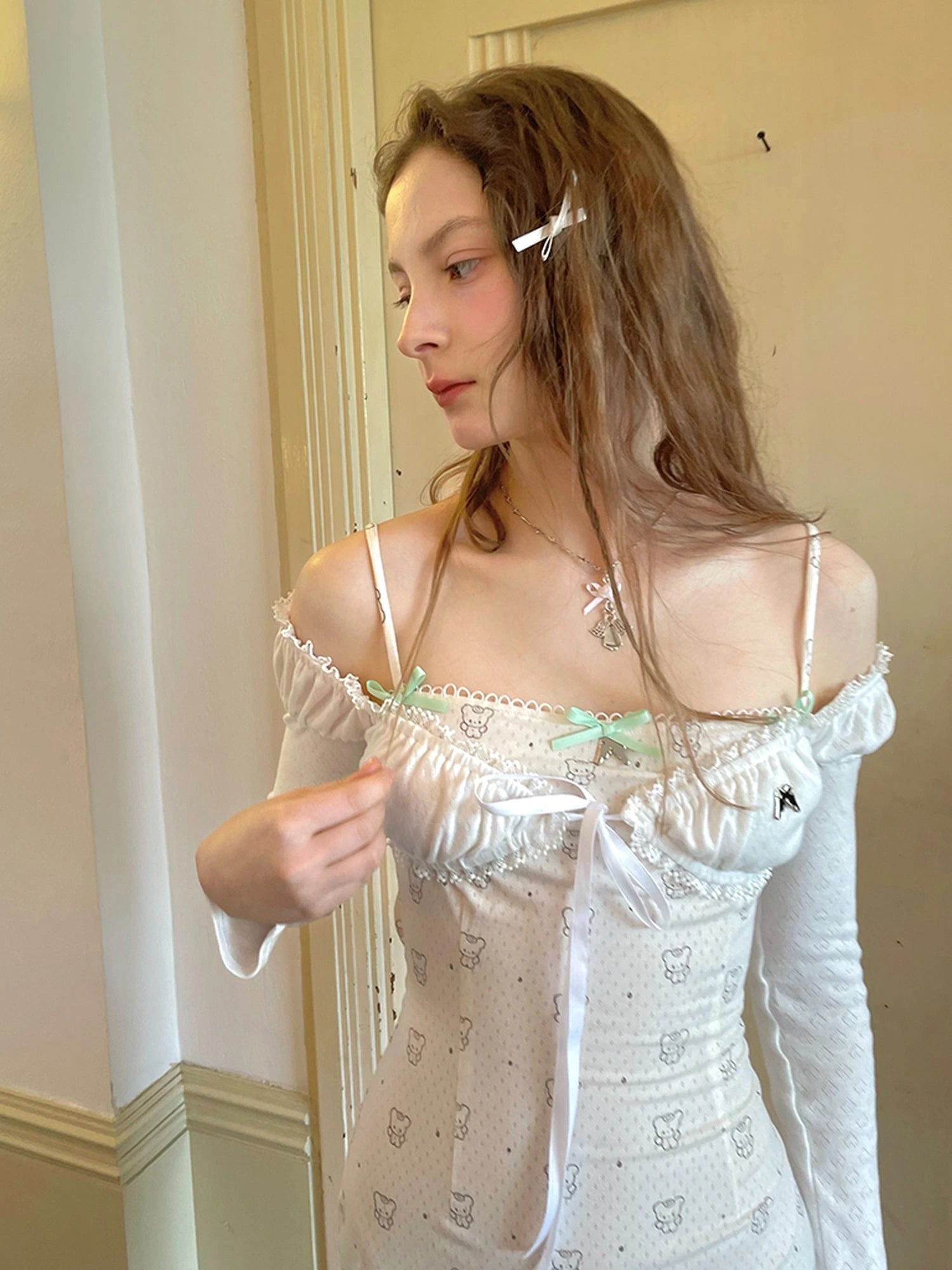 Winged Polka Dot Bow Strap Cami Dress With Detachable Wings