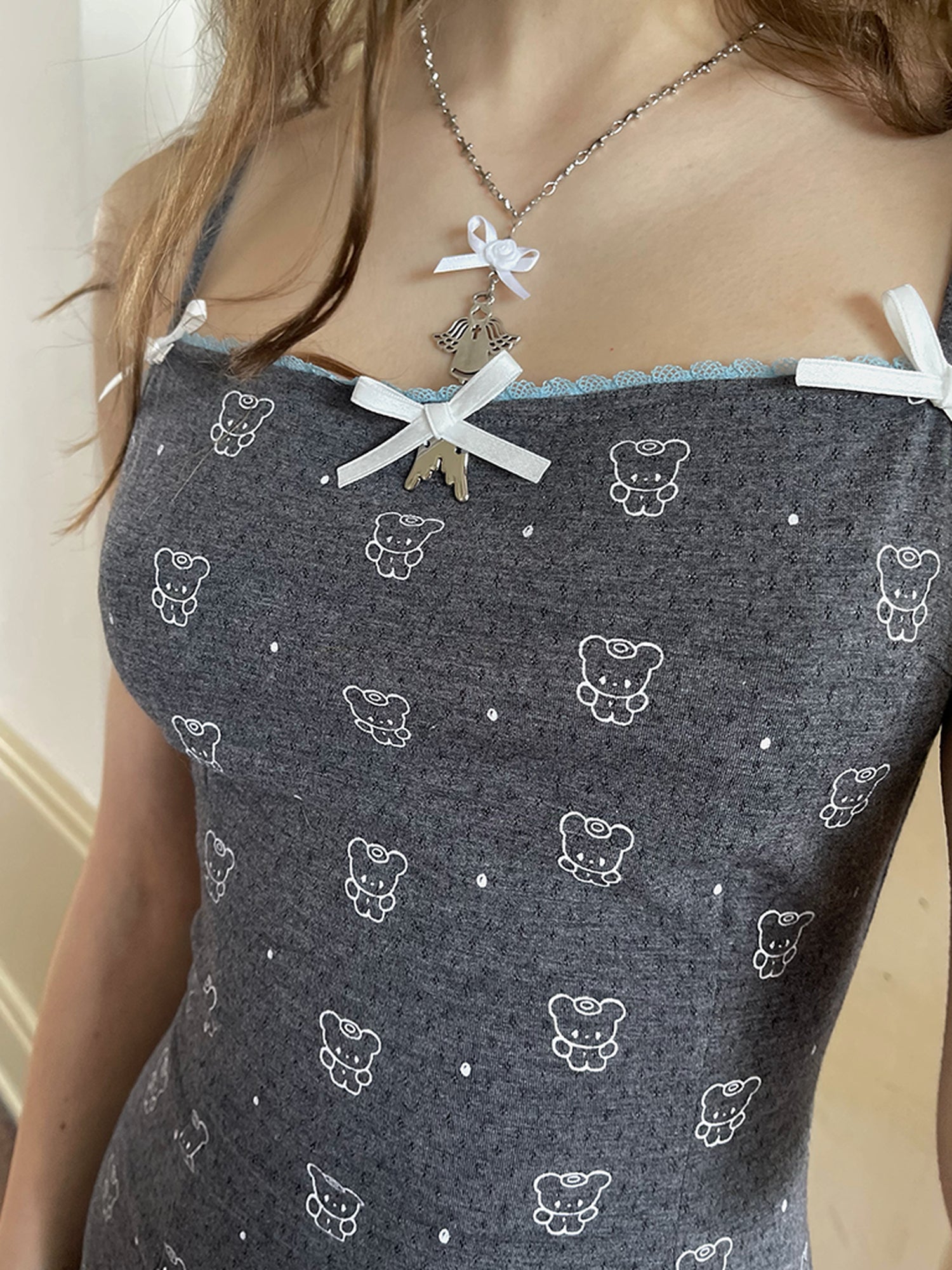 Daytoday Winged Polka Dot Bow Strap Cami Dress With Detachable Wings
