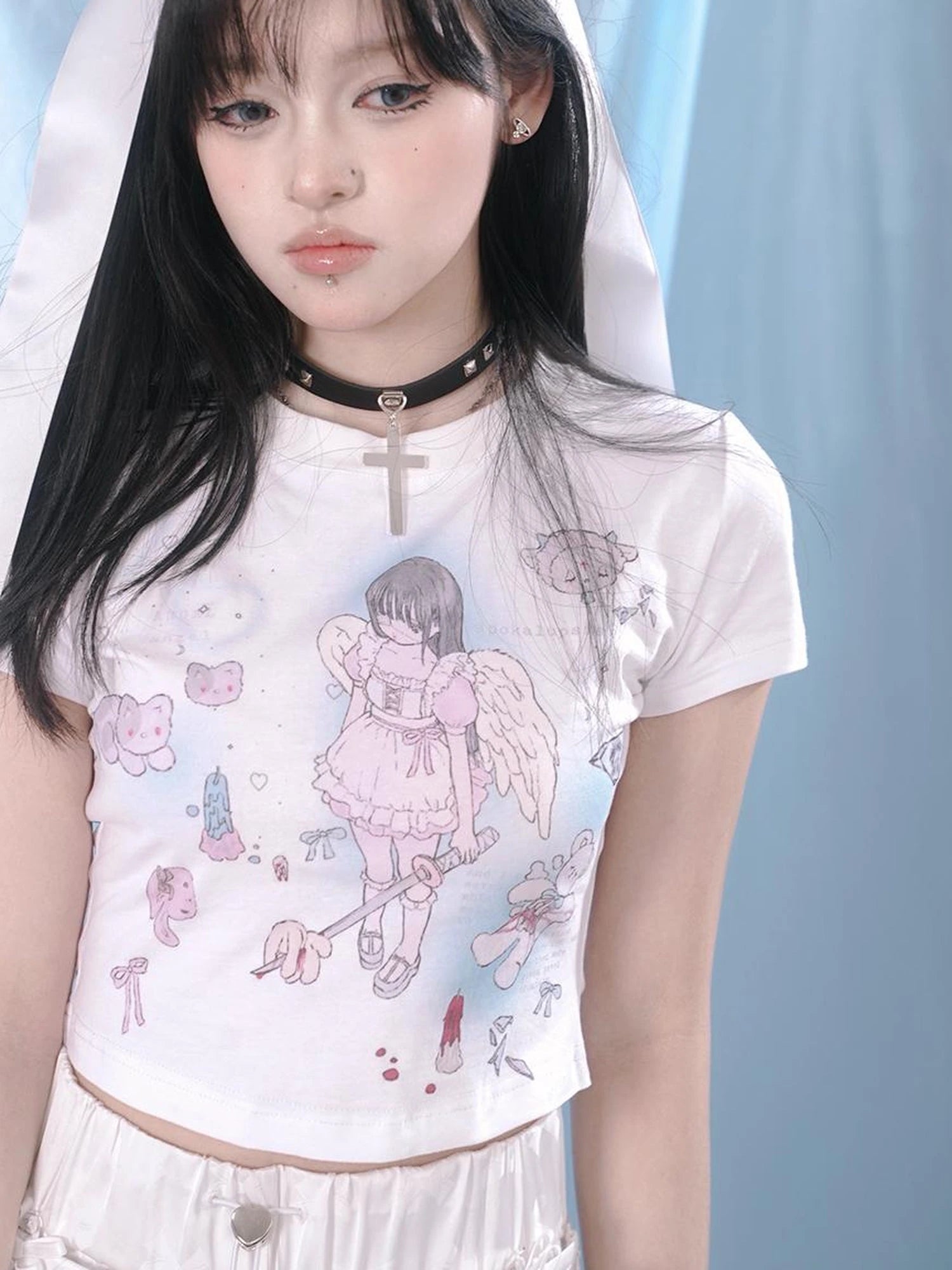 Youth Angel Print Fitted Tee