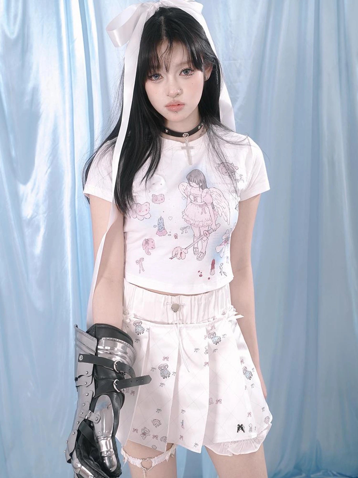 Youth Angel Print Fitted Tee