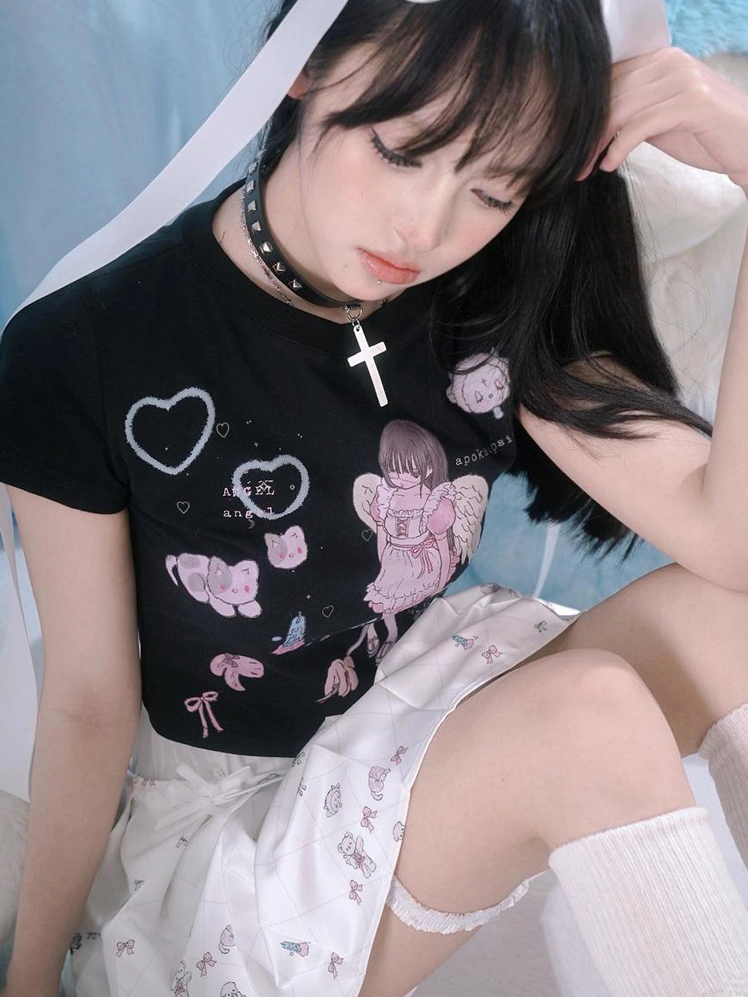 Youth Angel Print Fitted Tee