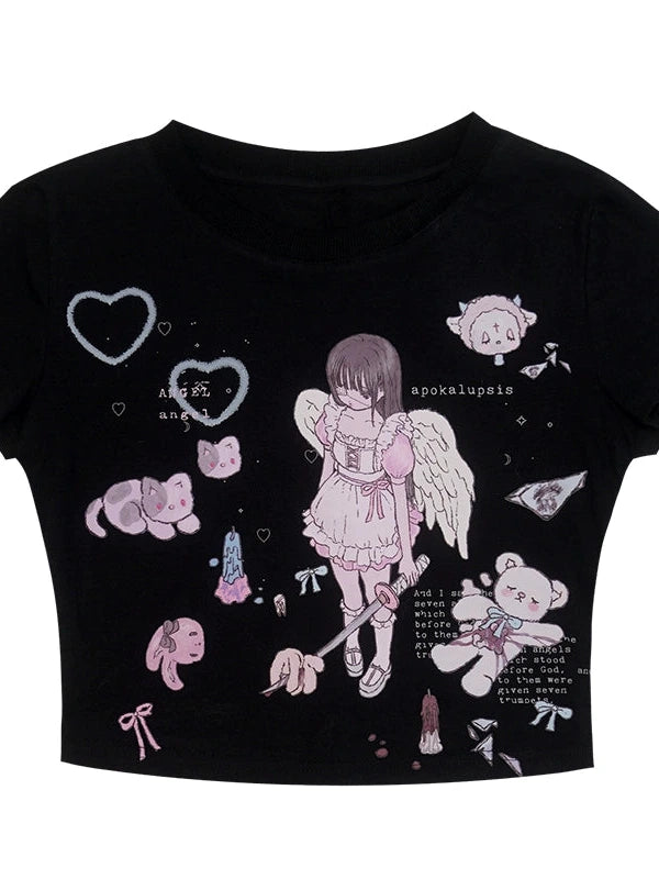 Youth Angel Print Fitted Tee