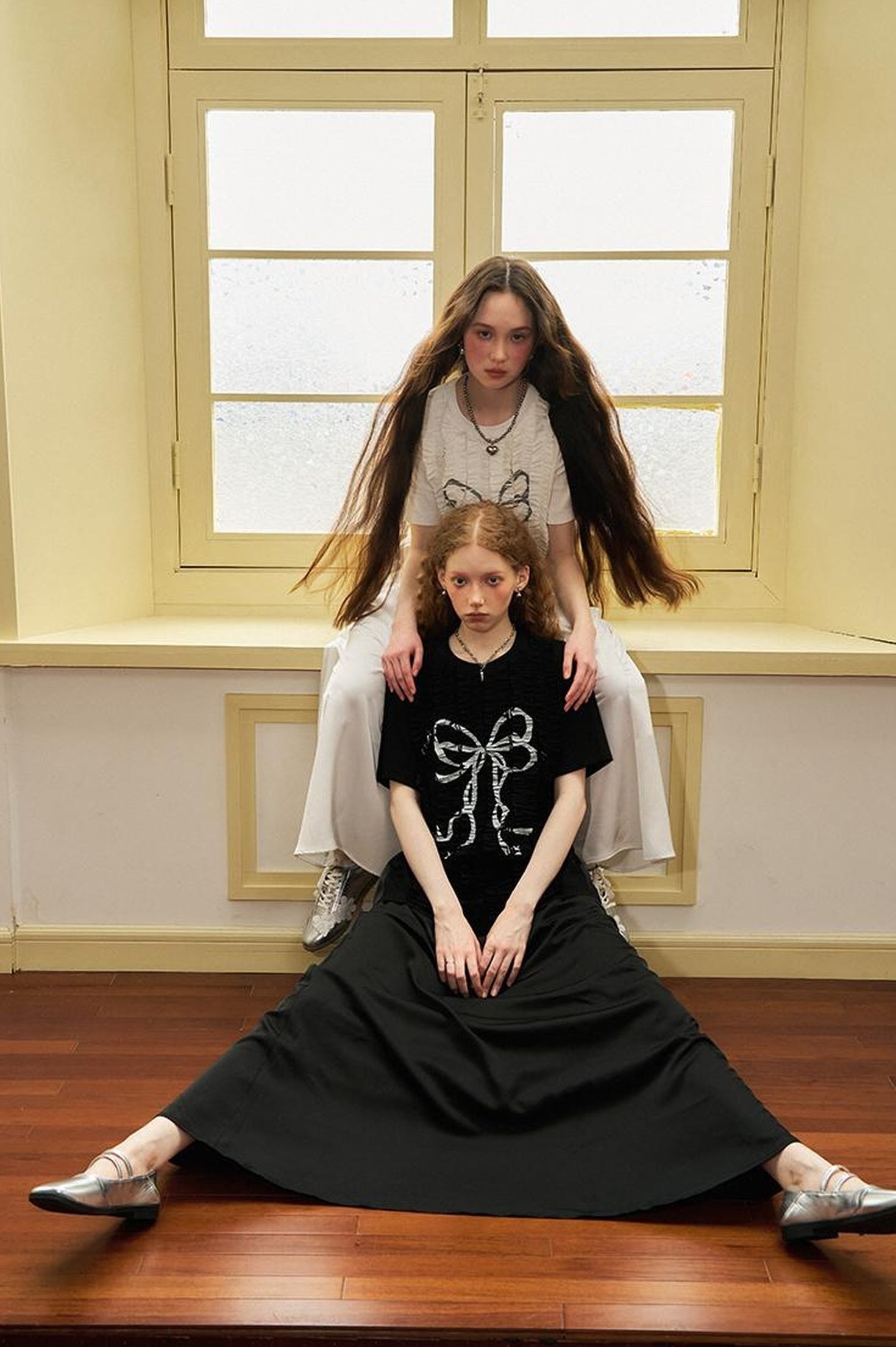 DIDDI MODA Deconstructed Bow Pleat Print Tee Dress