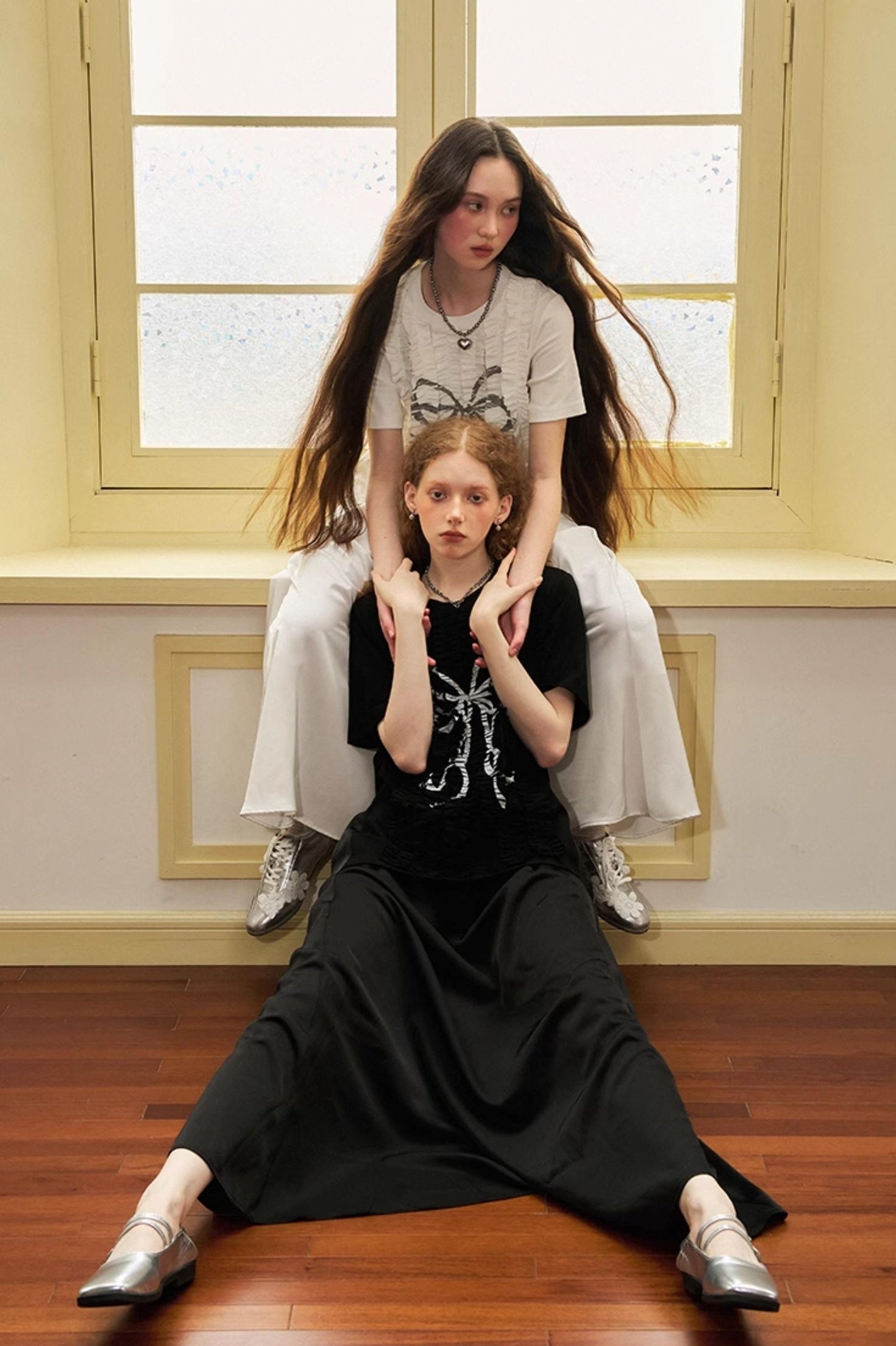 DIDDI MODA Deconstructed Bow Pleat Print Tee Dress