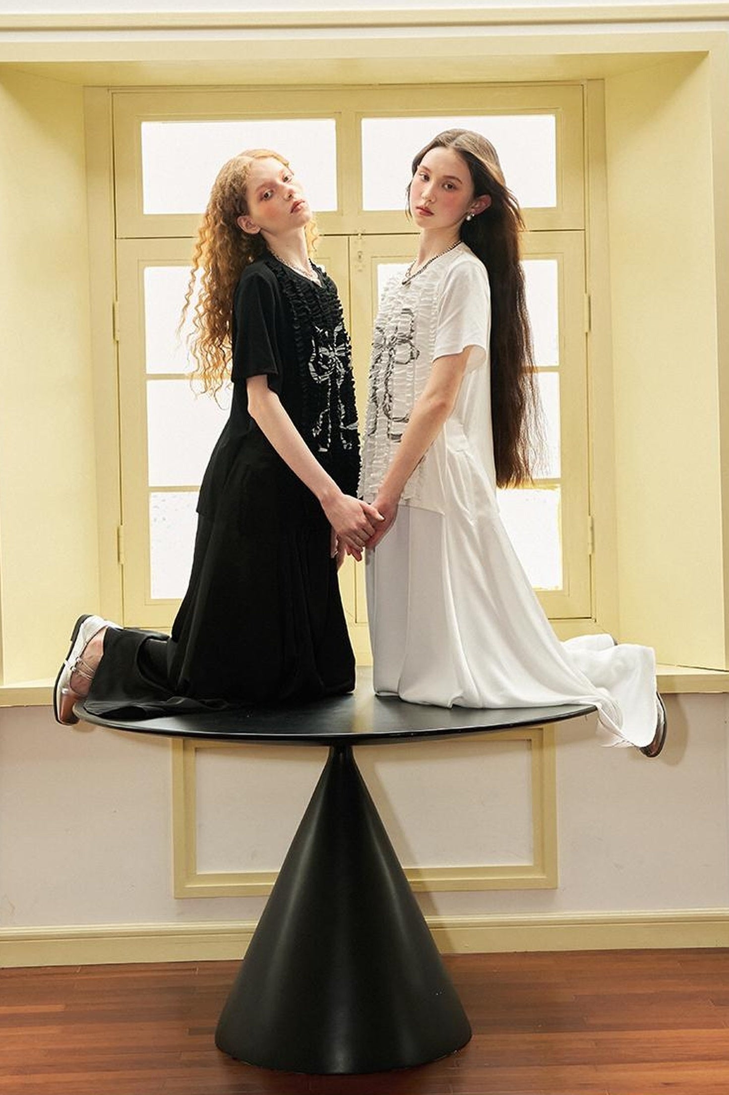 DIDDI MODA Deconstructed Bow Pleat Print Tee Dress