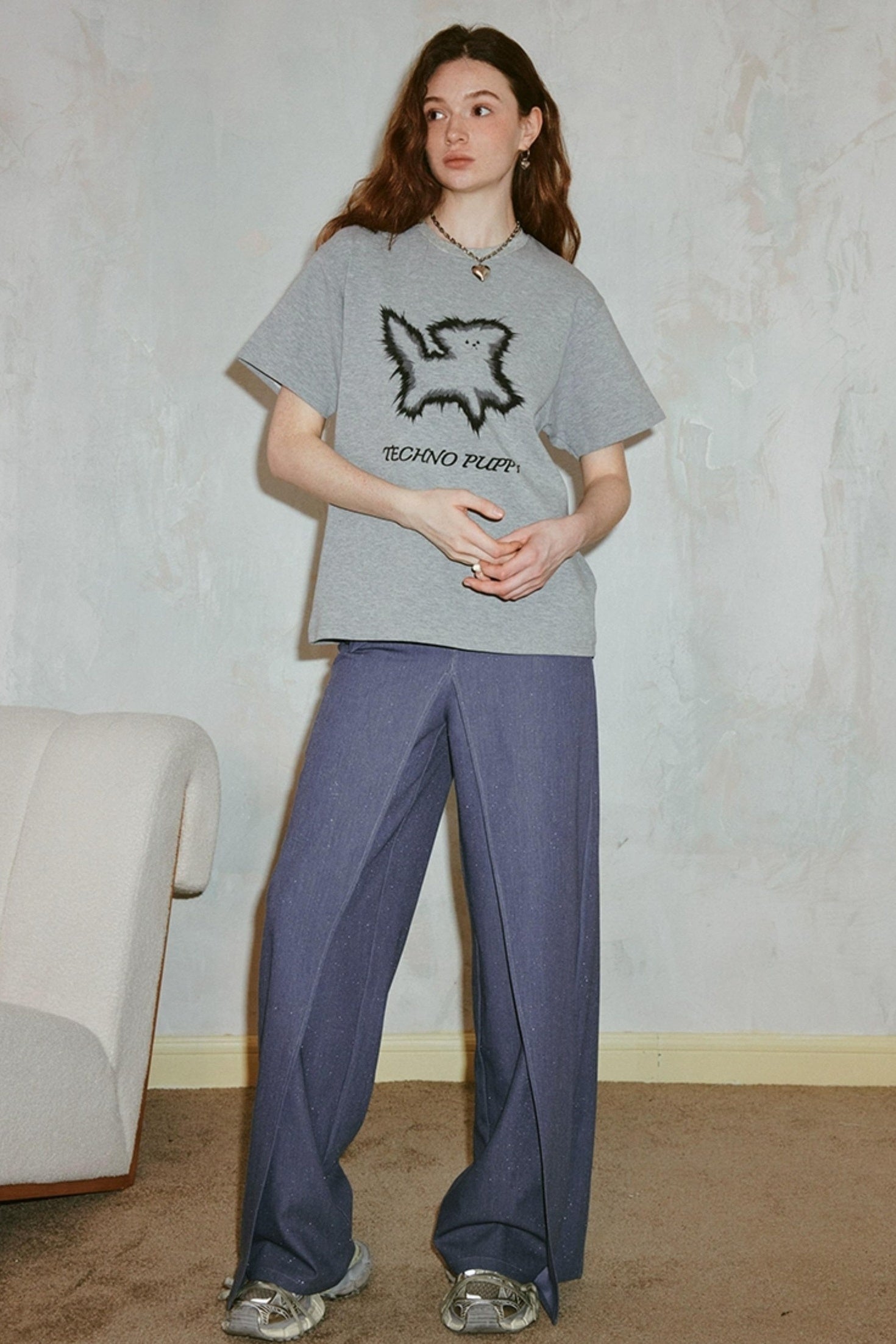 DIDDI MODA Deconstructed Glittery Wide Leg Banana Pants With Asymmetrical Panels