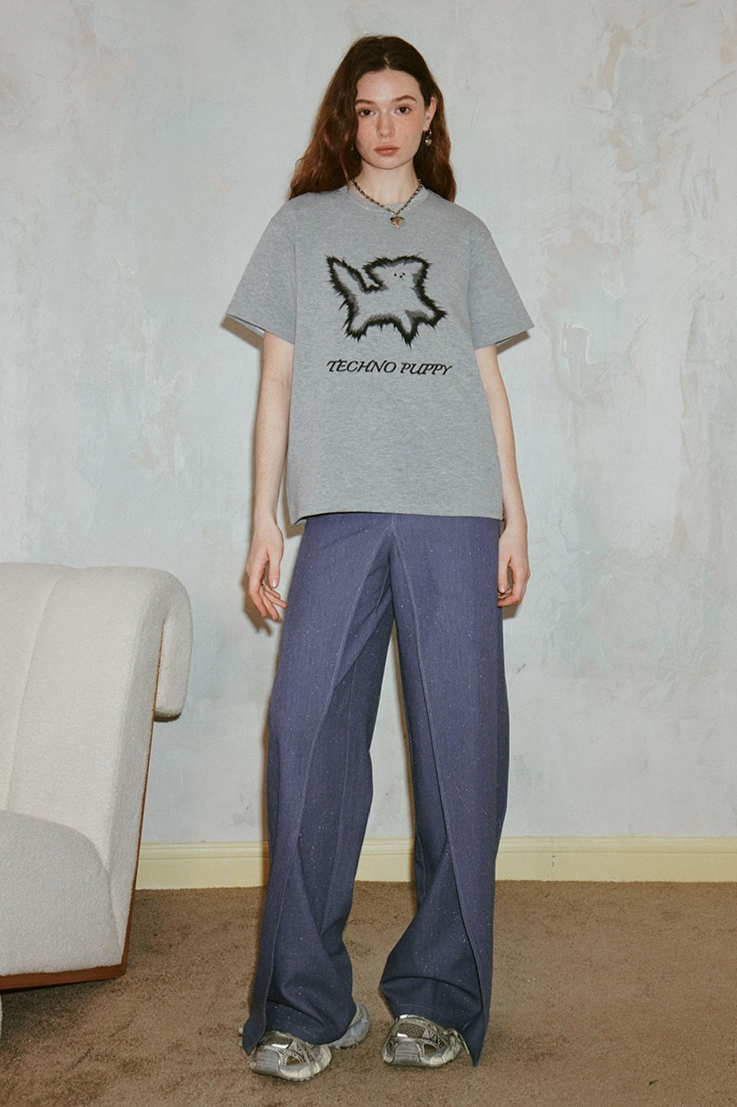 DIDDI MODA Deconstructed Glittery Wide Leg Banana Pants With Asymmetrical Panels