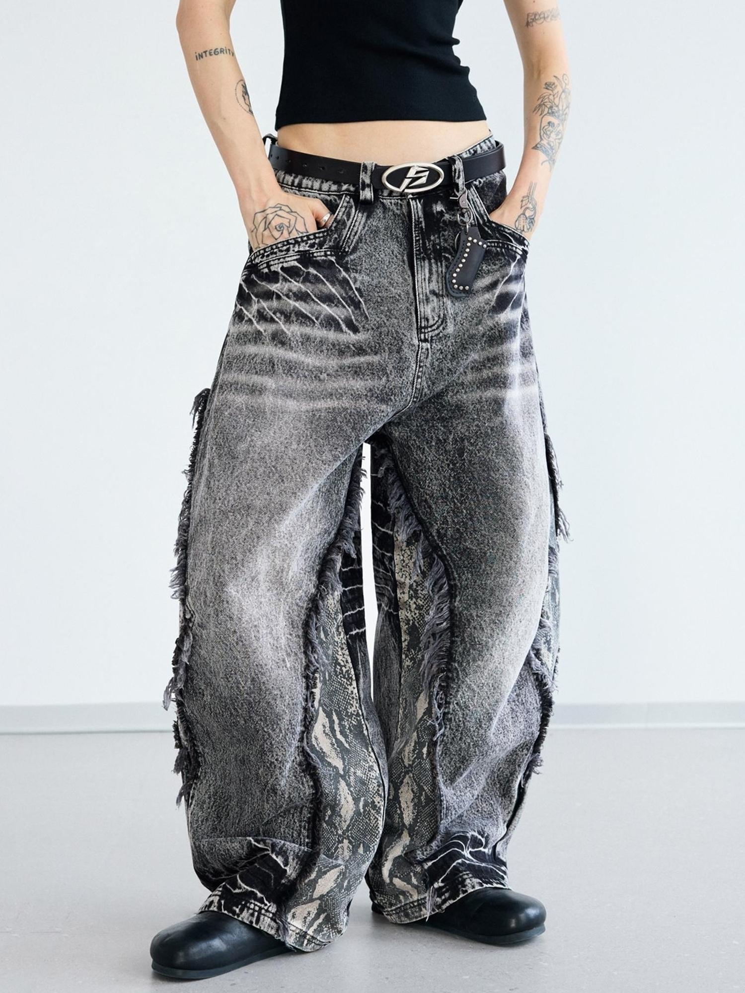 Peoplesense Deconstructed Raw Edge Washed Scimitar Jeans