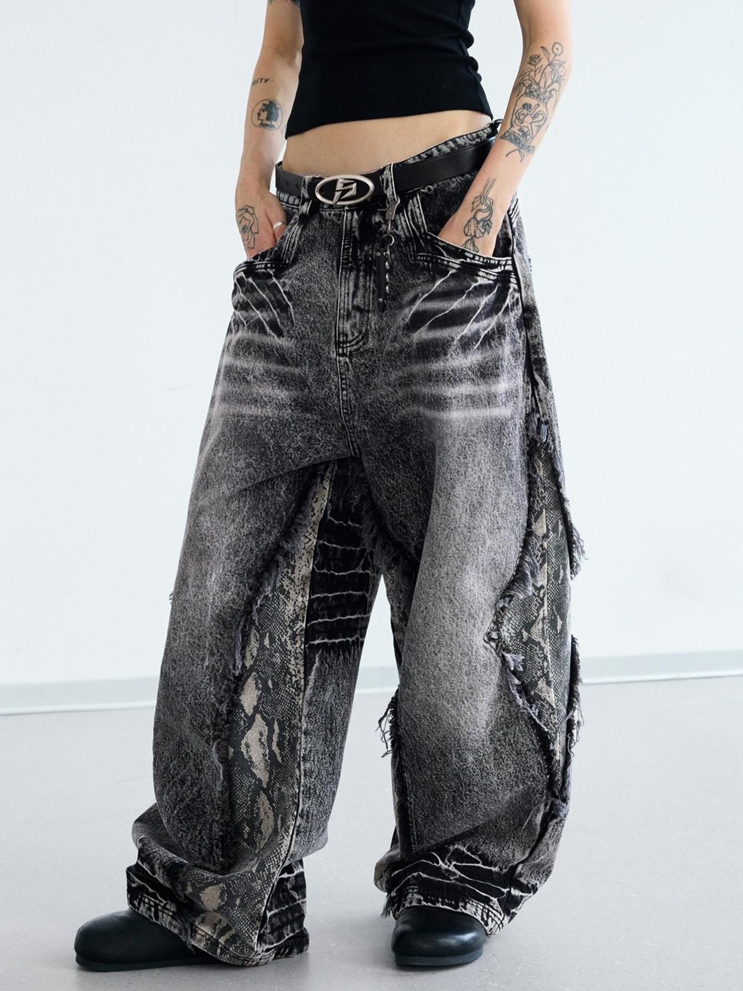 Peoplesense Deconstructed Raw Edge Washed Scimitar Jeans