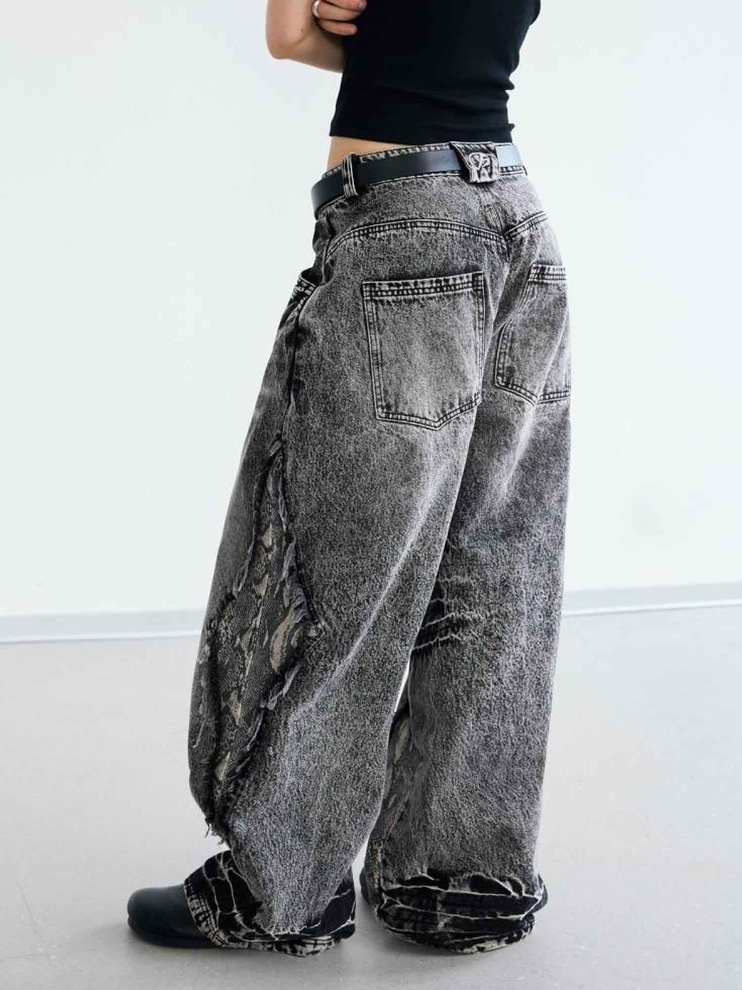 Peoplesense Deconstructed Raw Edge Washed Scimitar Jeans
