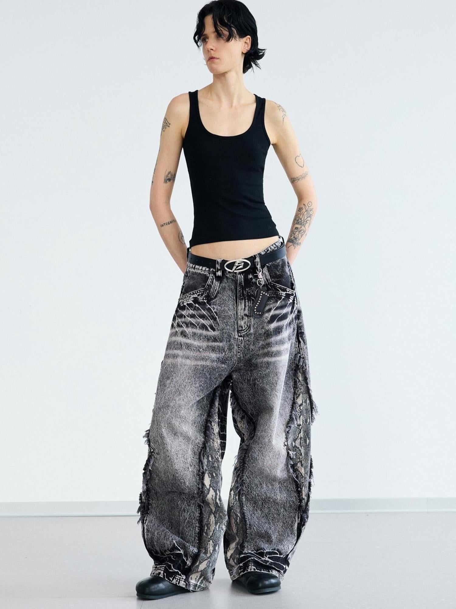 Peoplesense Deconstructed Raw Edge Washed Scimitar Jeans
