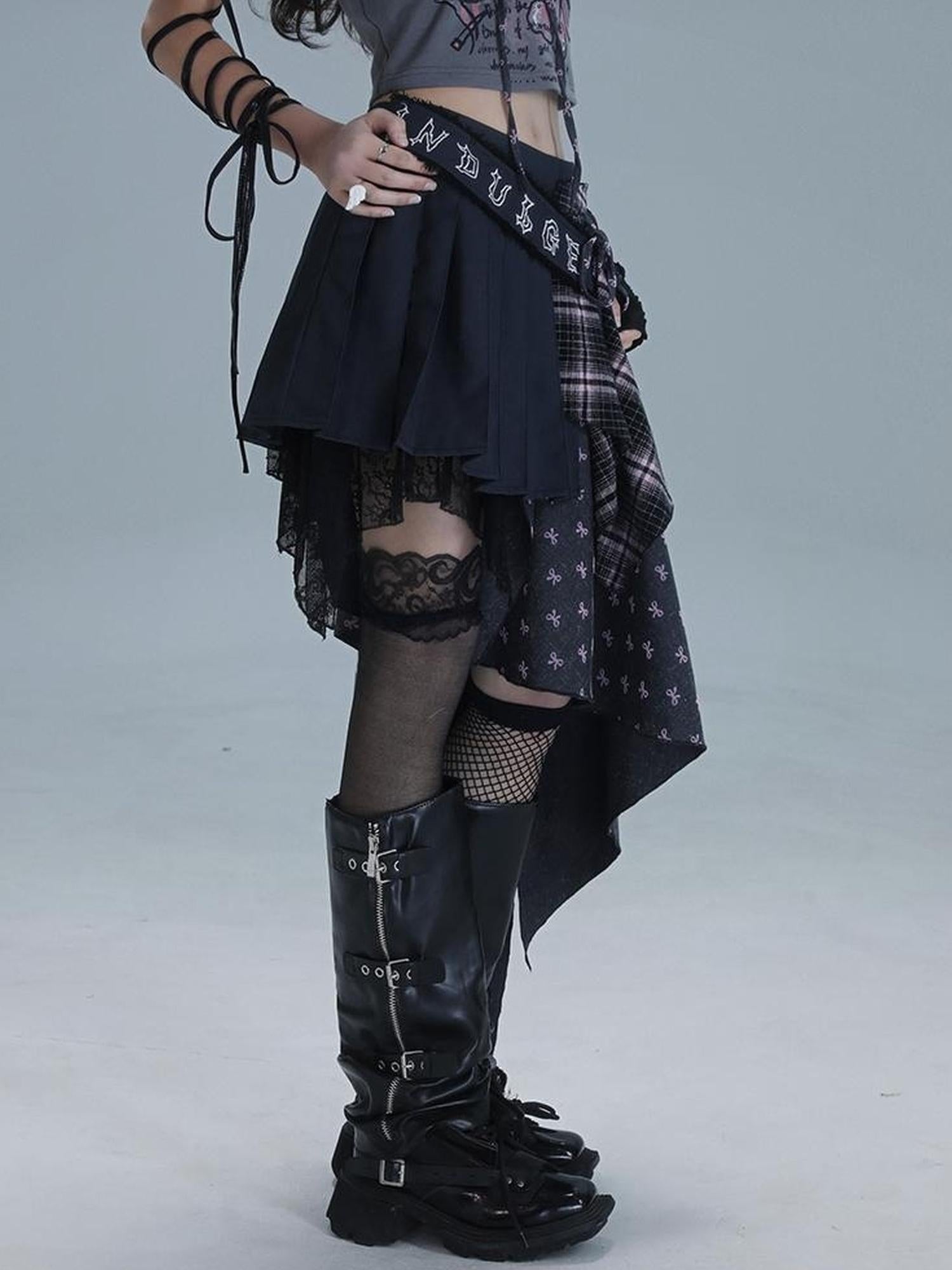 WSW WUSHENWU Deconstructed Romance Plaid Asymmetrical Skirt